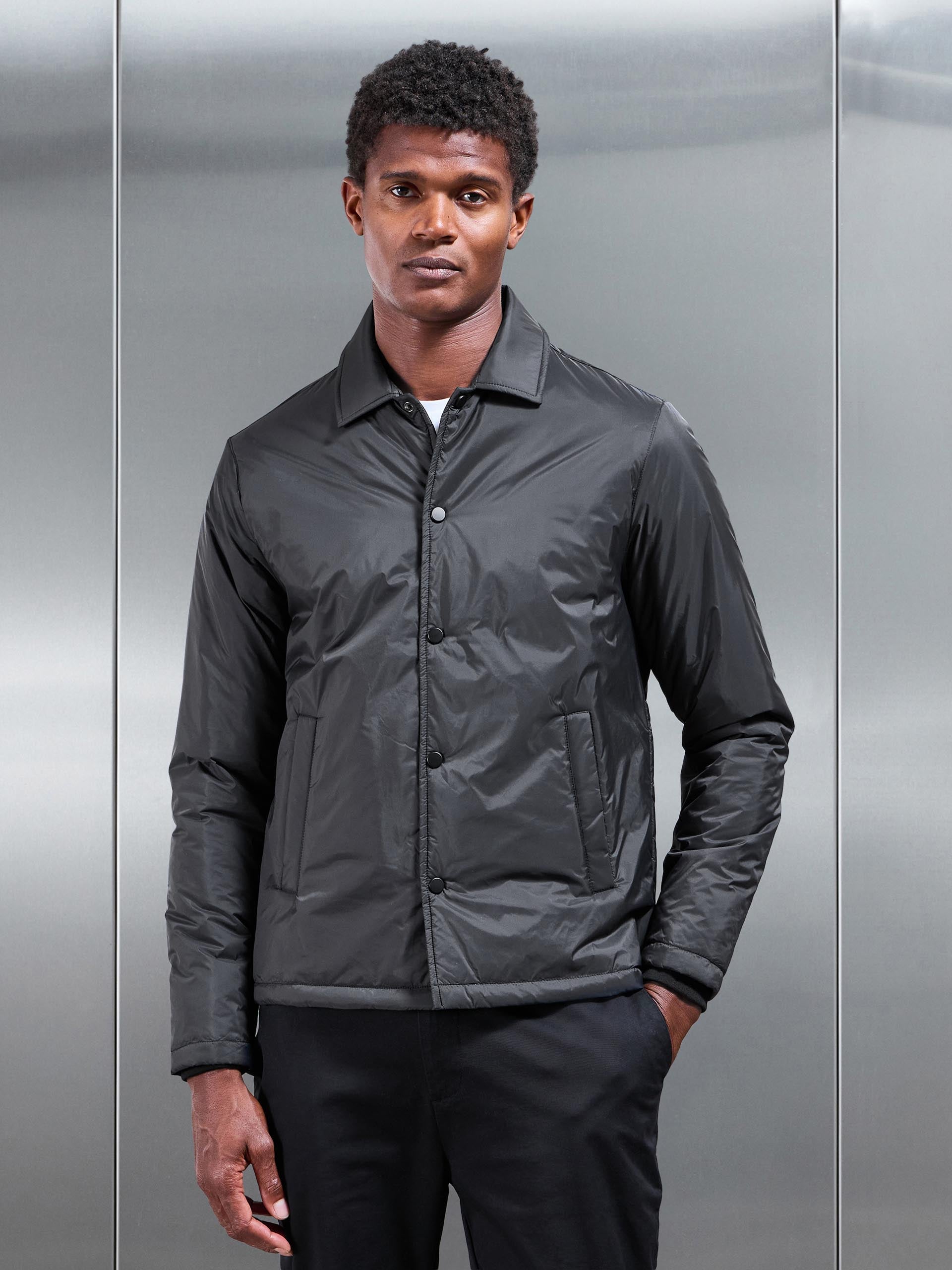 Padded Coach Jacket in Black