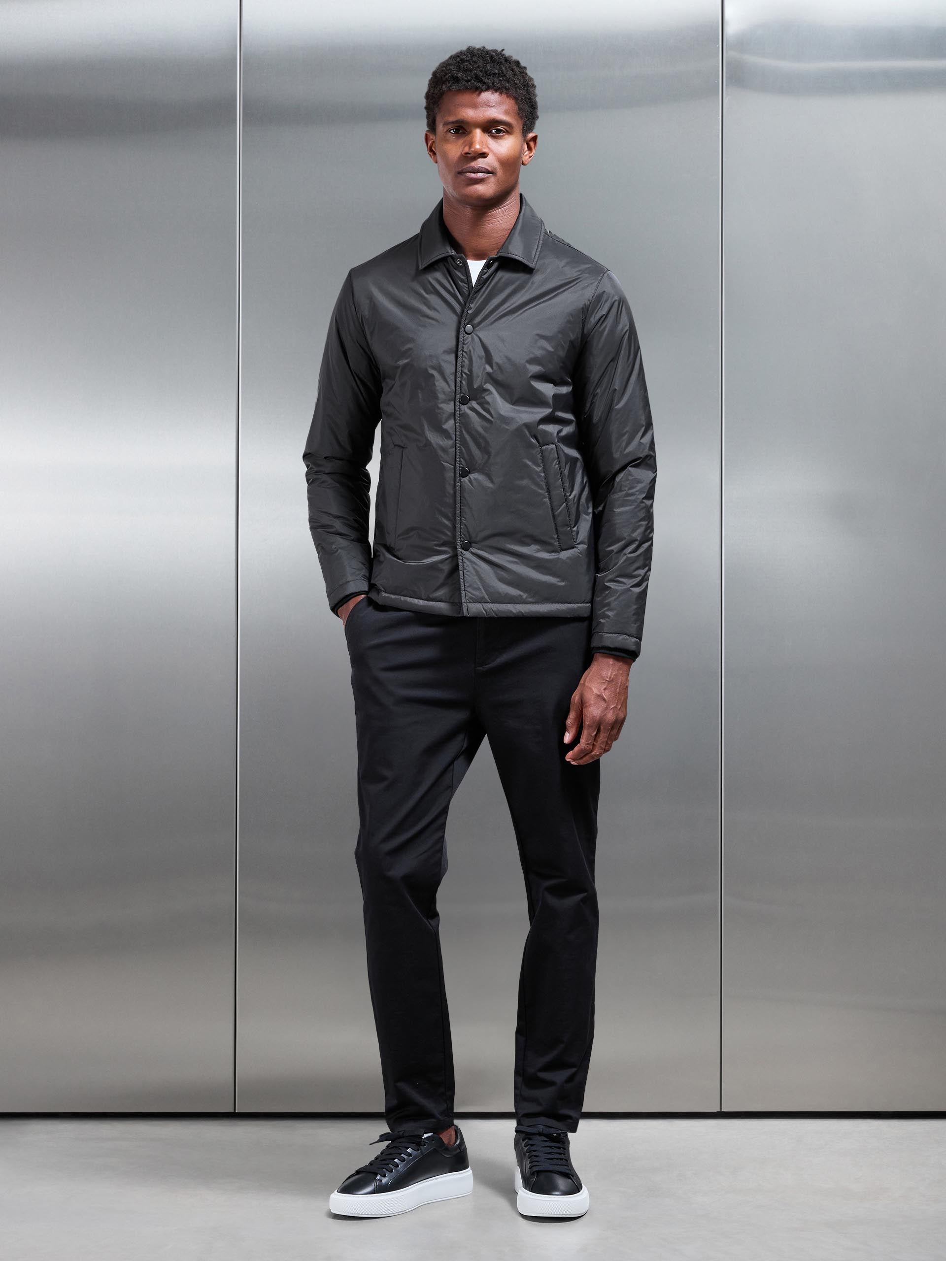 Padded Coach Jacket in Black