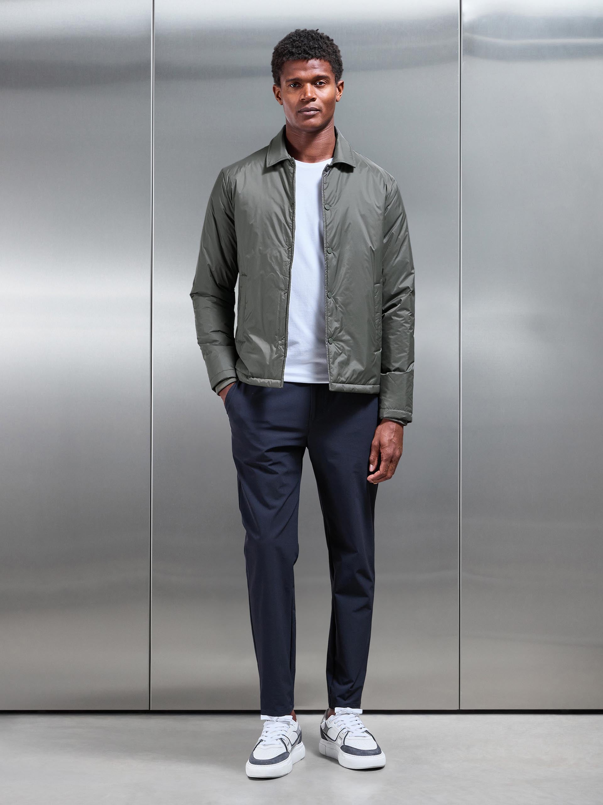 Padded Coach Jacket in Olive