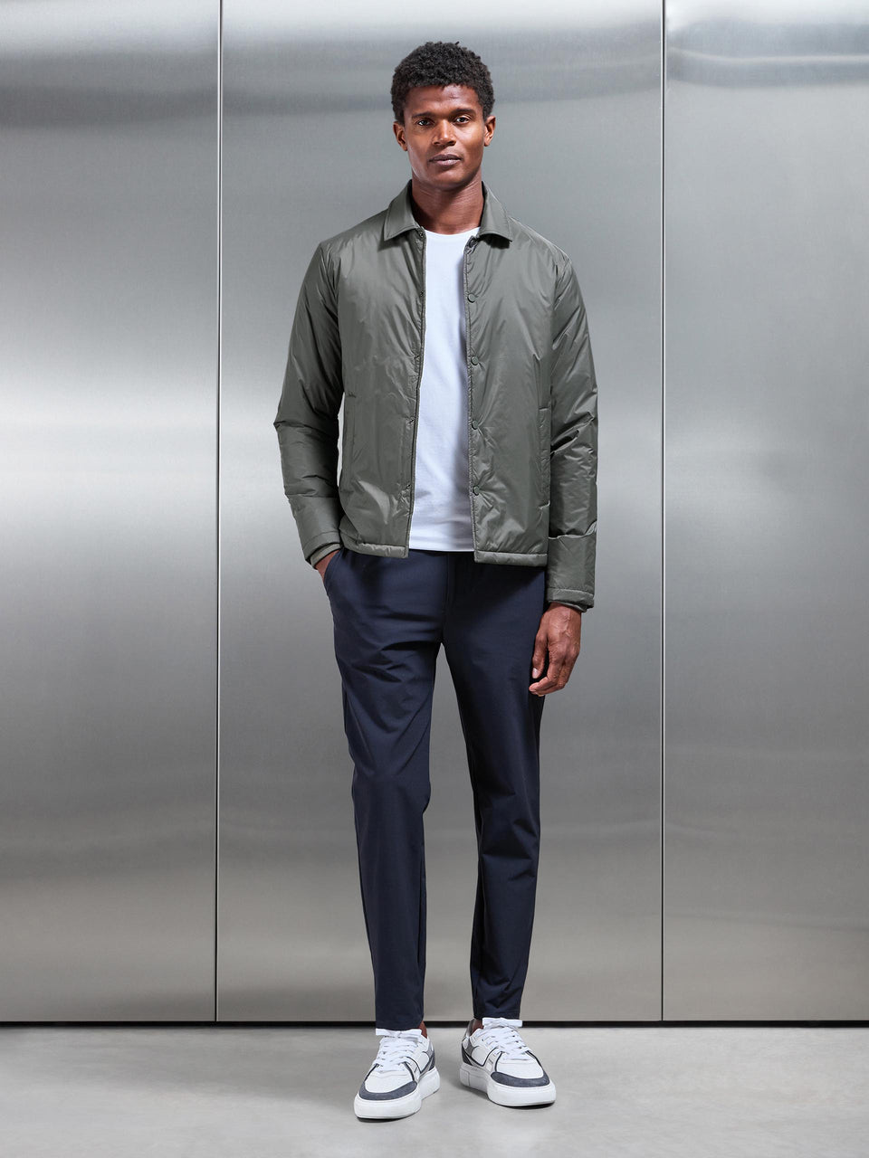 Padded Coach Jacket in Olive