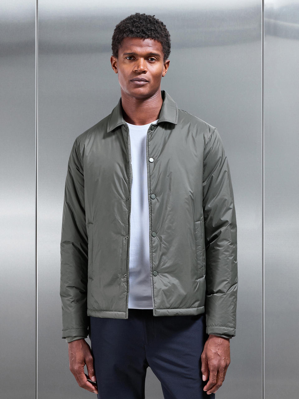 Padded Coach Jacket in Olive