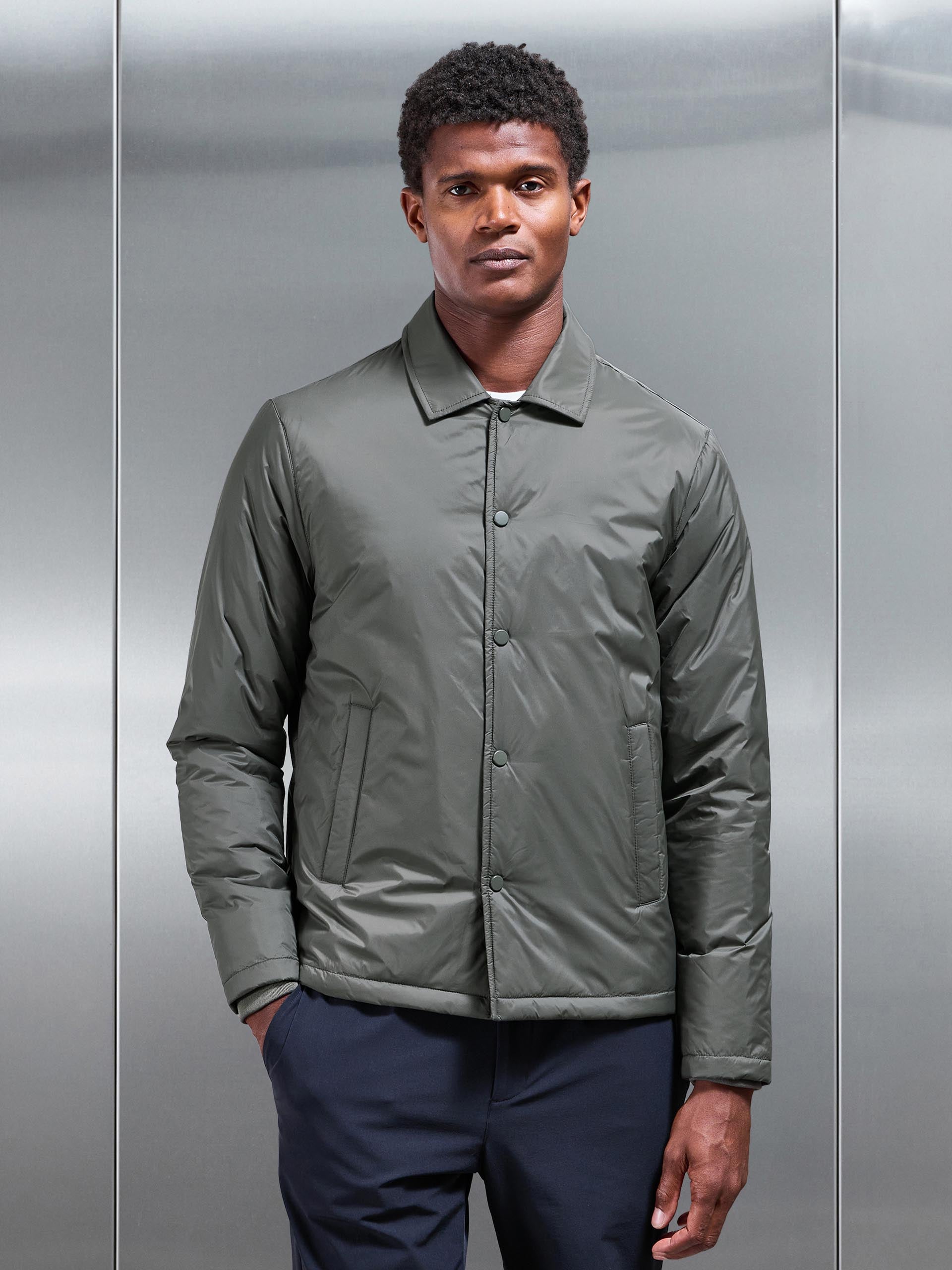 Padded Coach Jacket in Olive