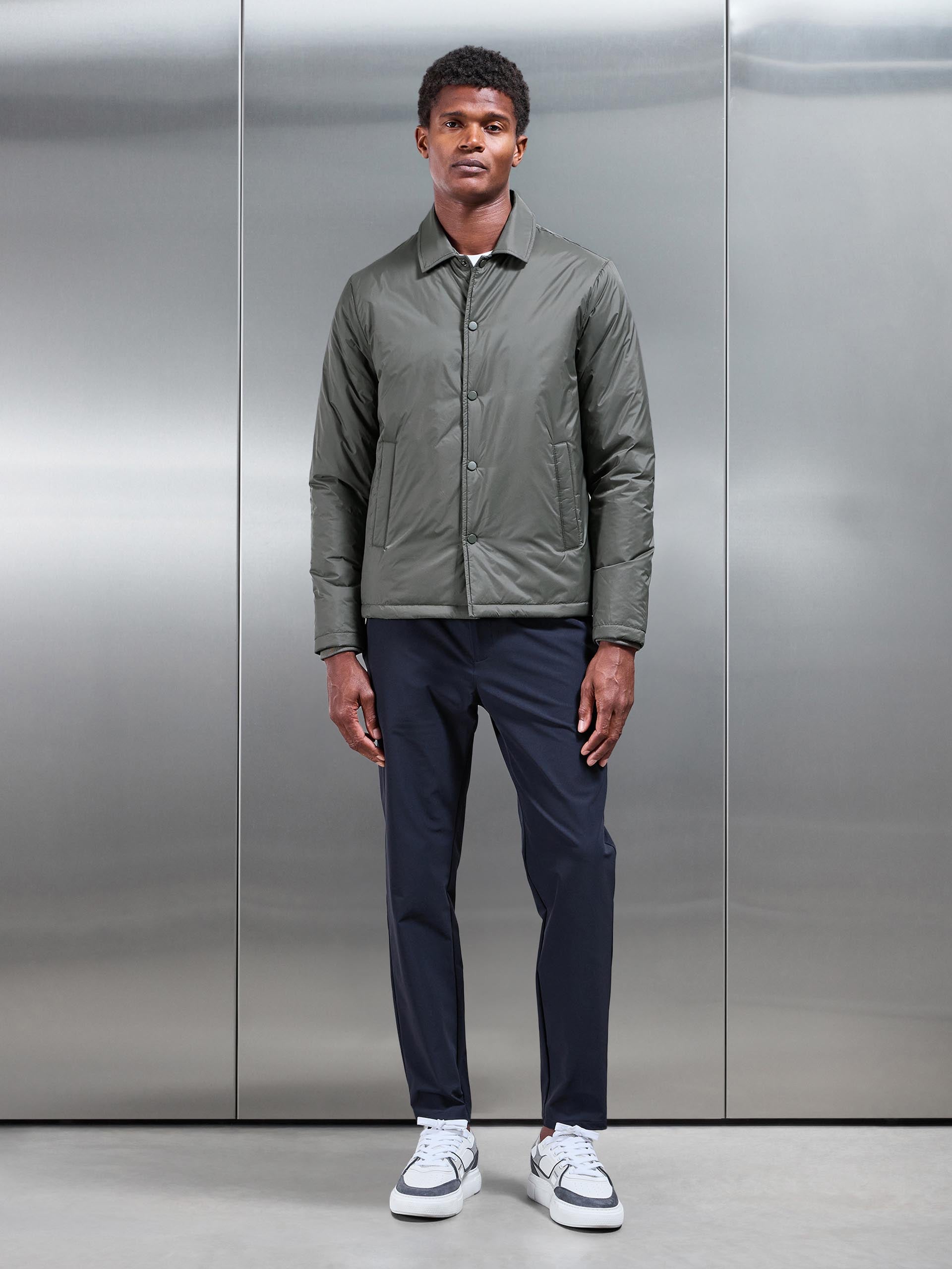 Padded Coach Jacket in Olive