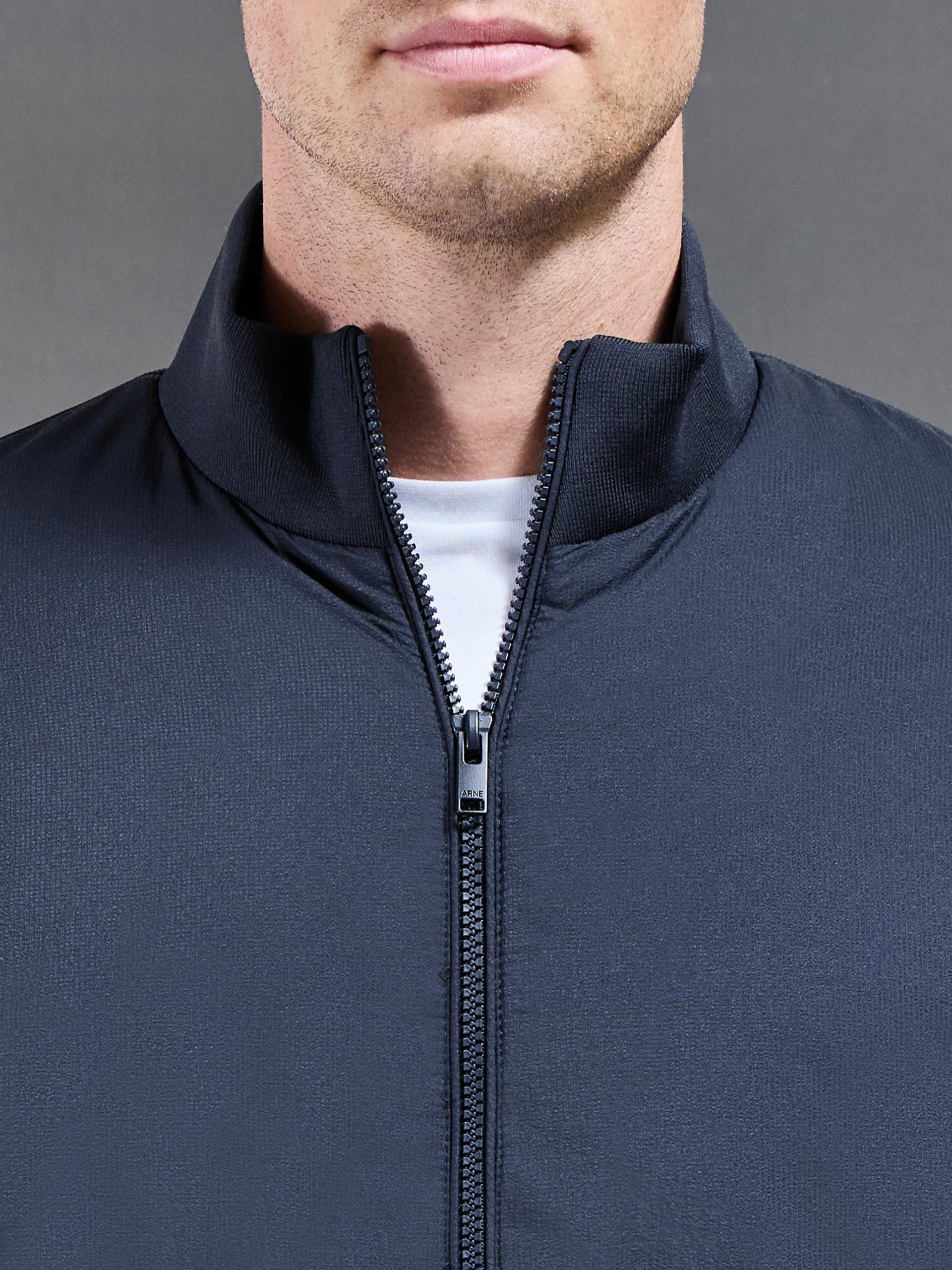 Padded Shell Funnel Neck Jacket in Navy