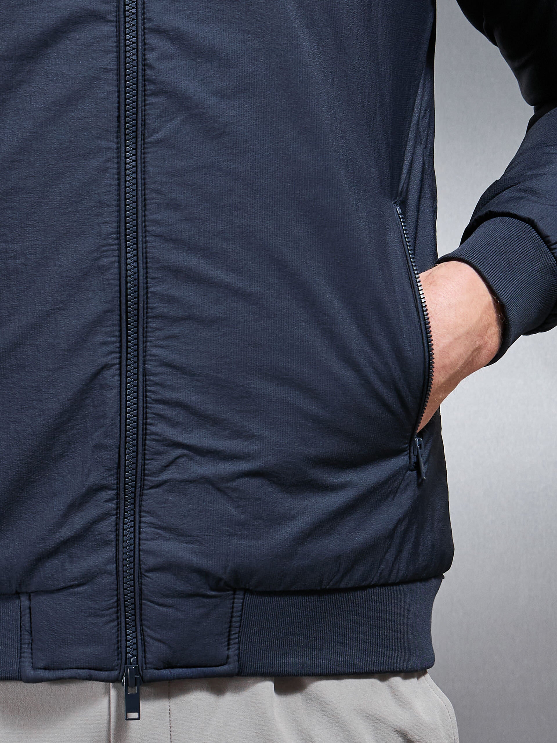 Padded Shell Funnel Neck Jacket in Navy