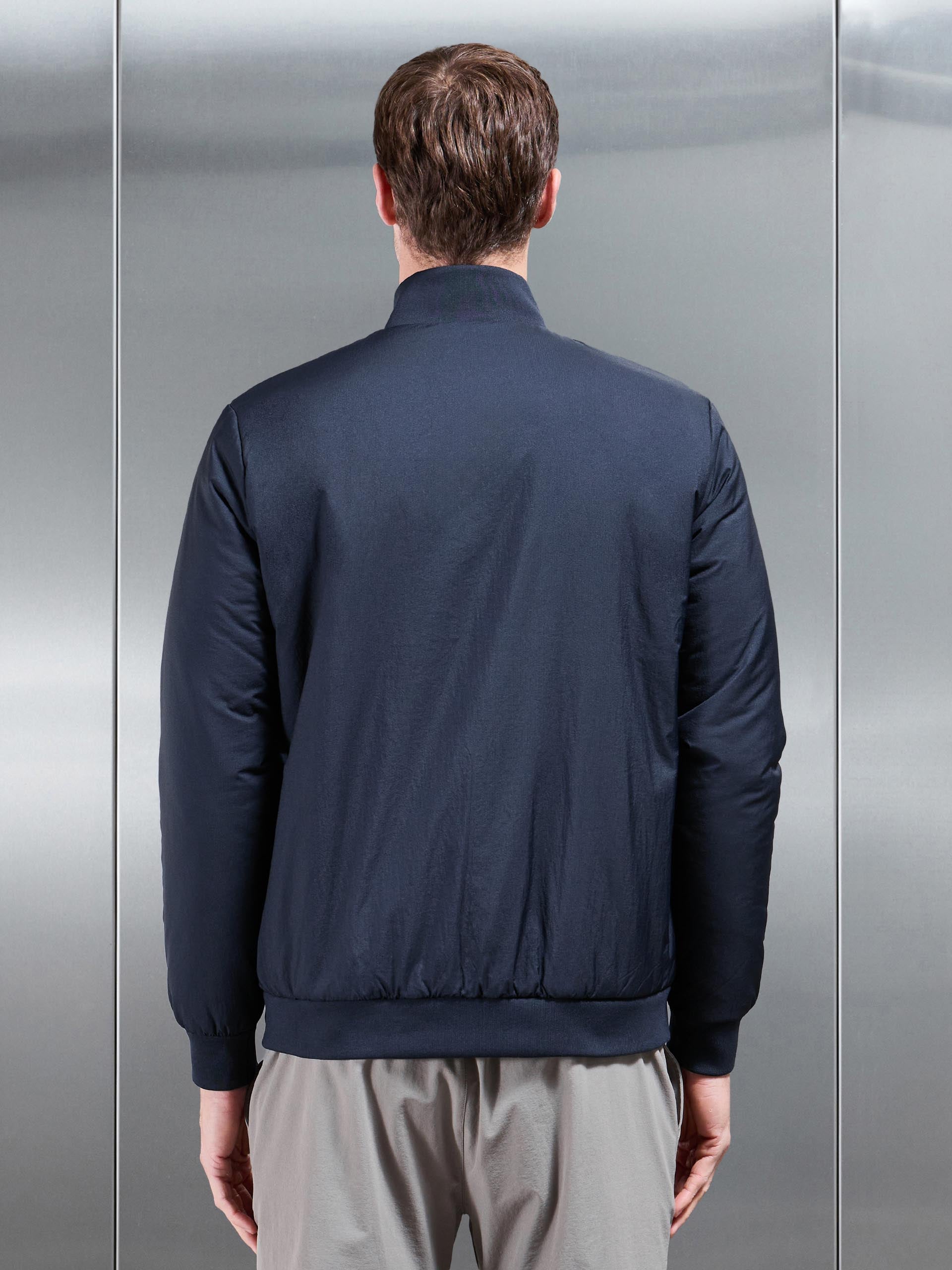 Padded Shell Funnel Neck Jacket in Navy