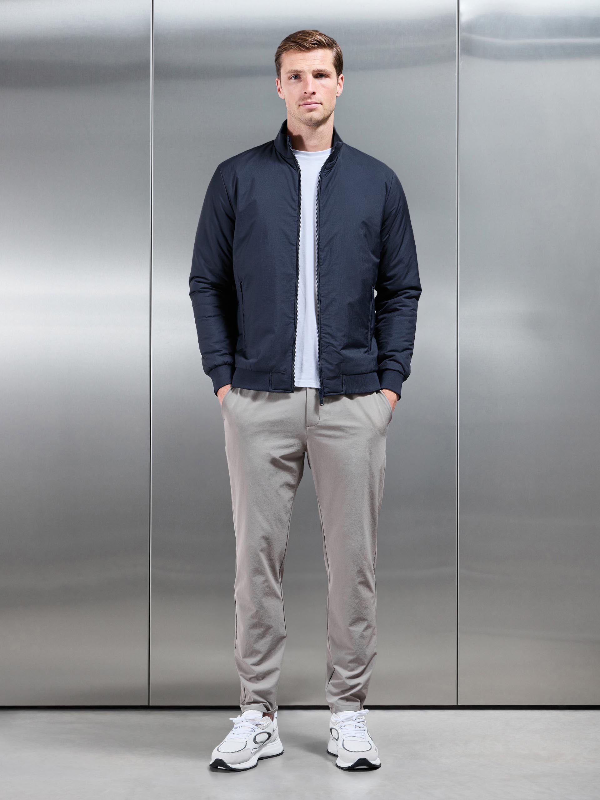 Padded Shell Funnel Neck Jacket in Navy