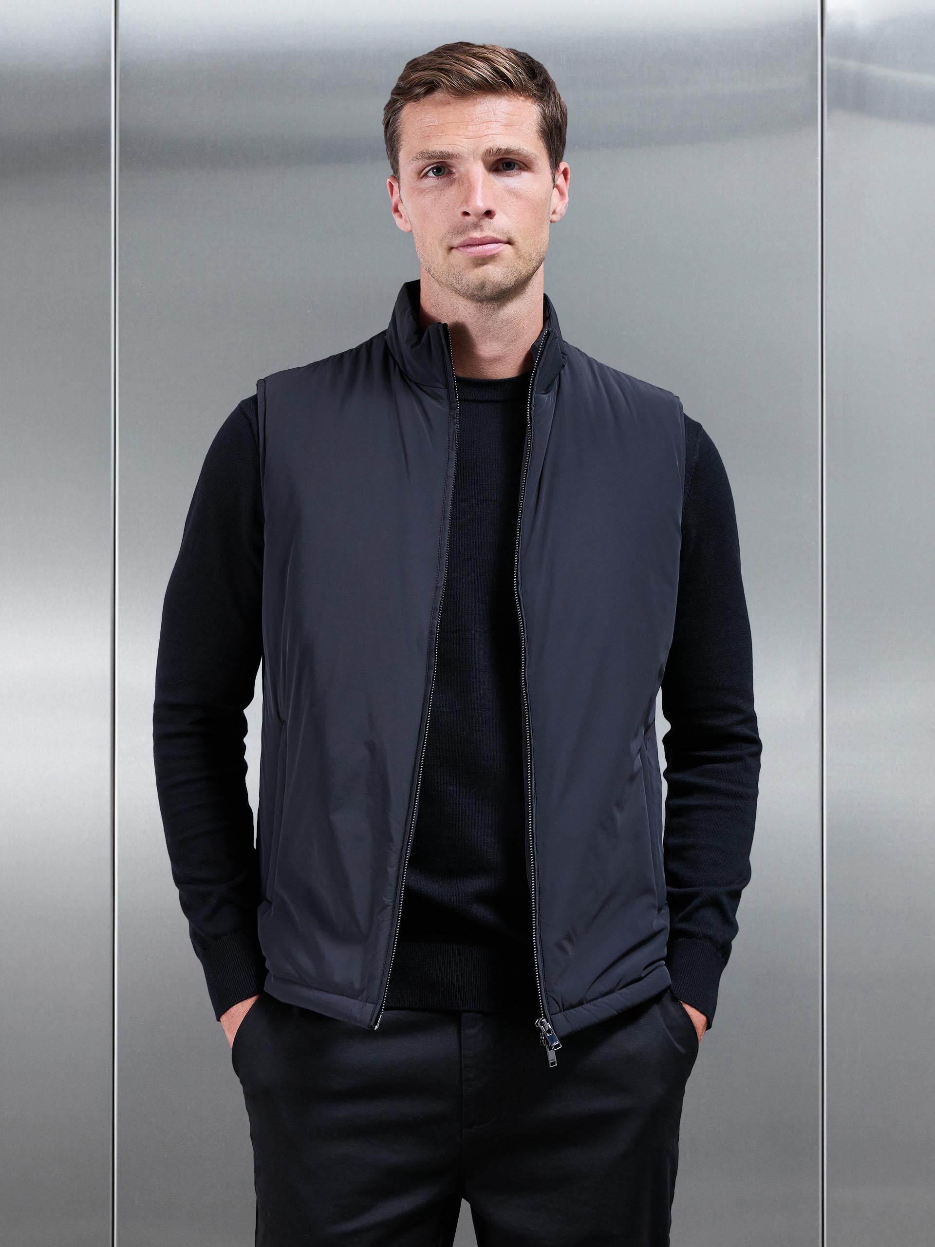 Padded Shell Gilet in Black