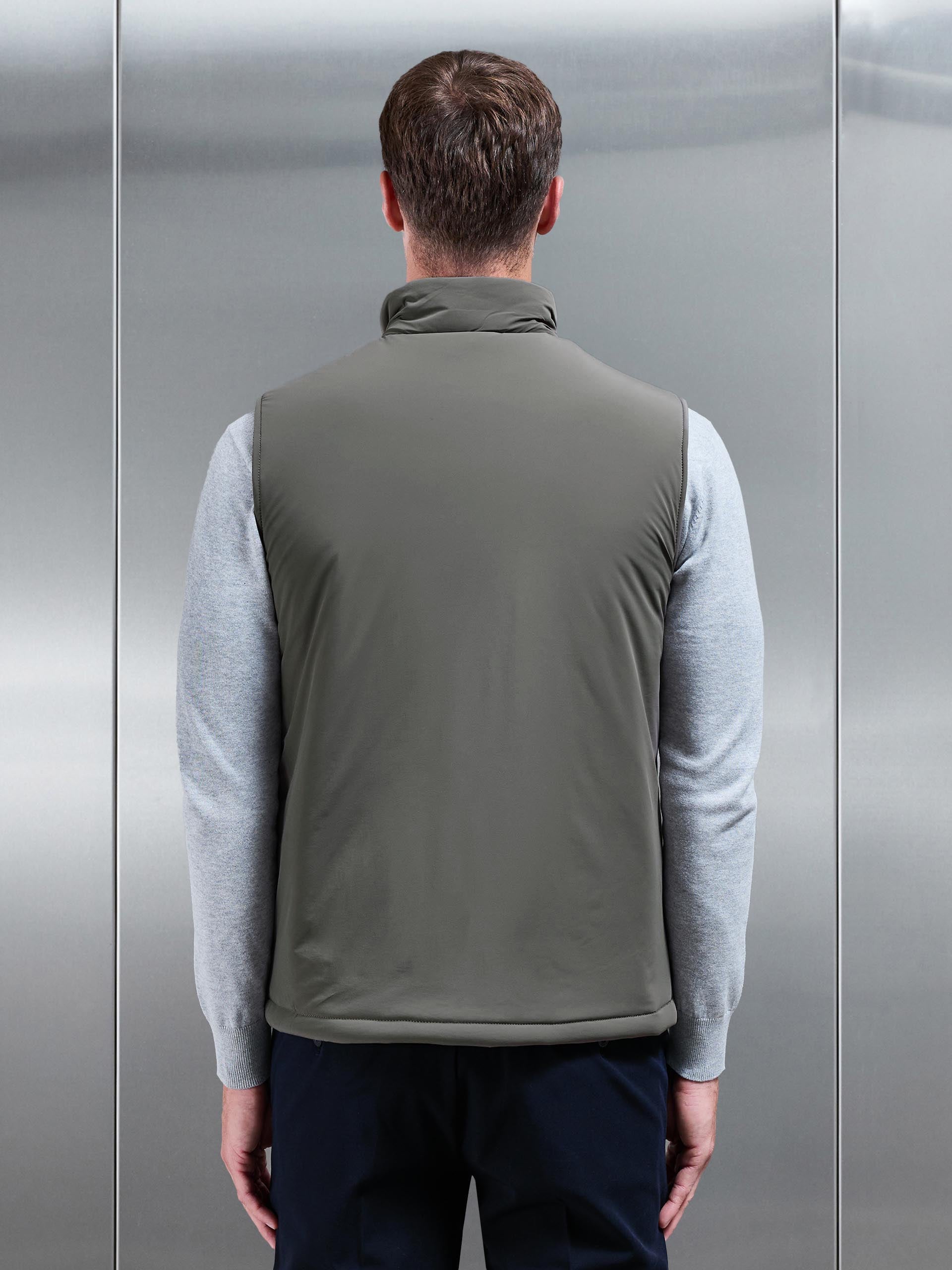 Padded Shell Gilet in Olive