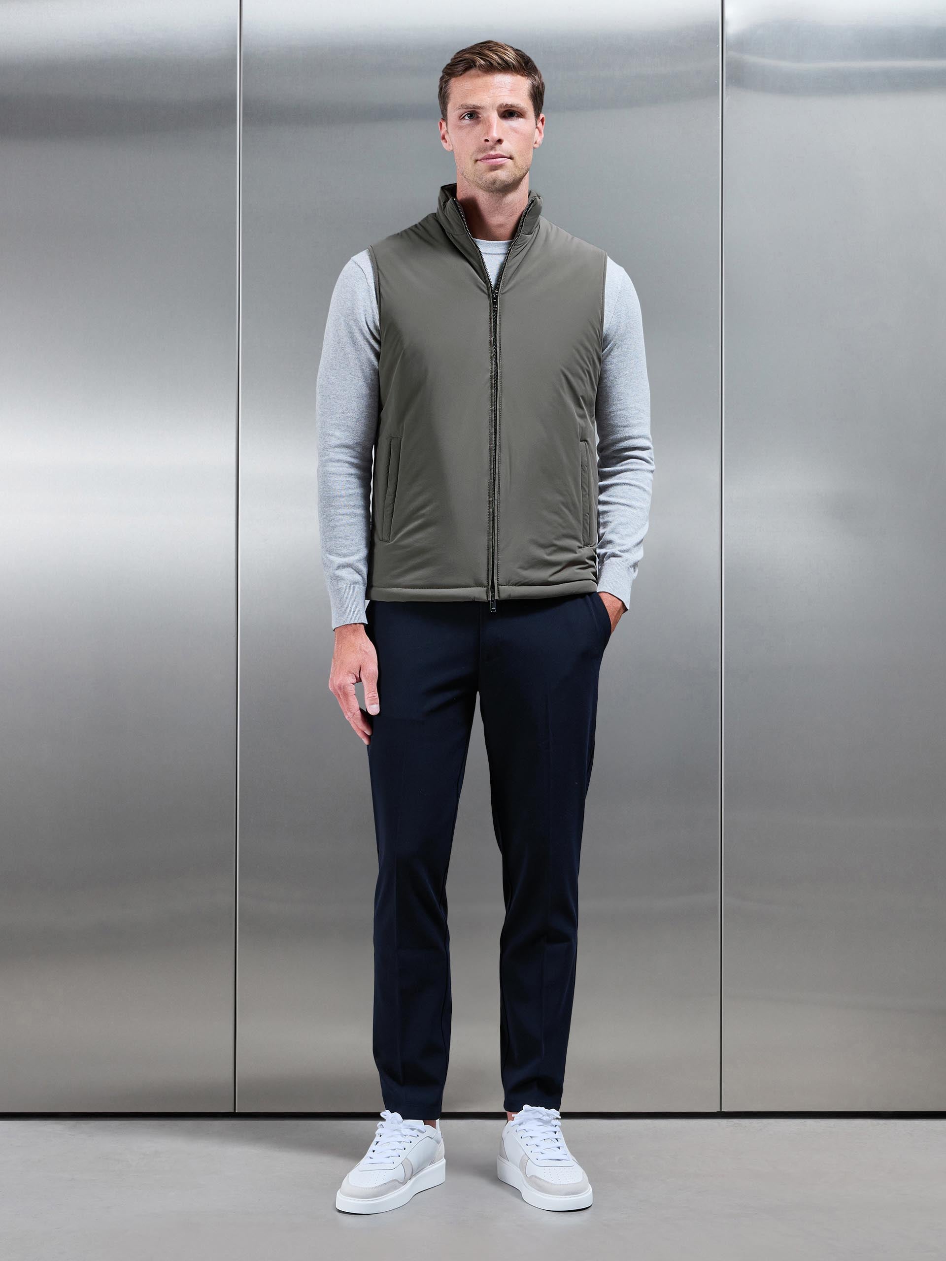Padded Shell Gilet in Olive