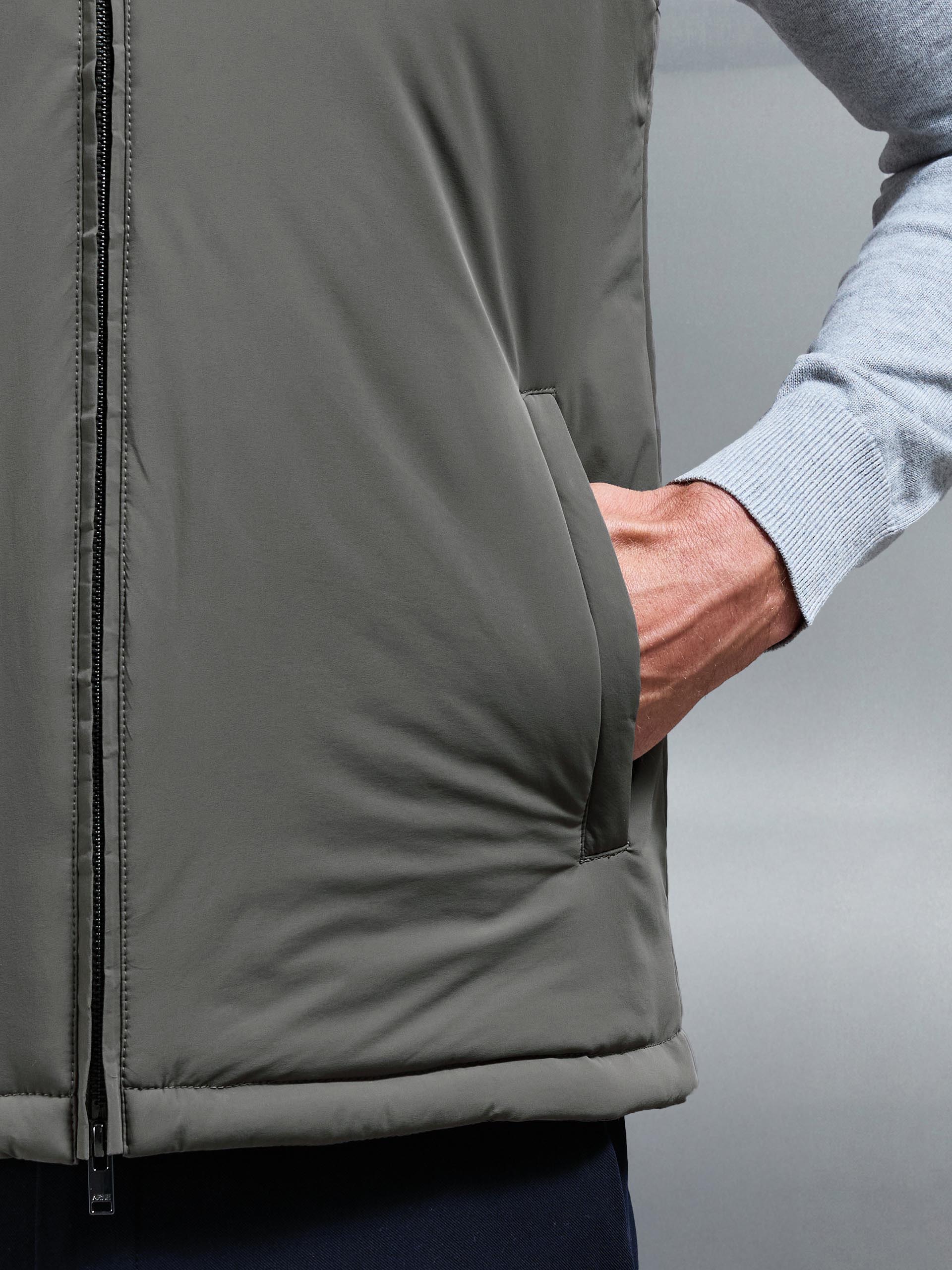 Padded Shell Gilet in Olive