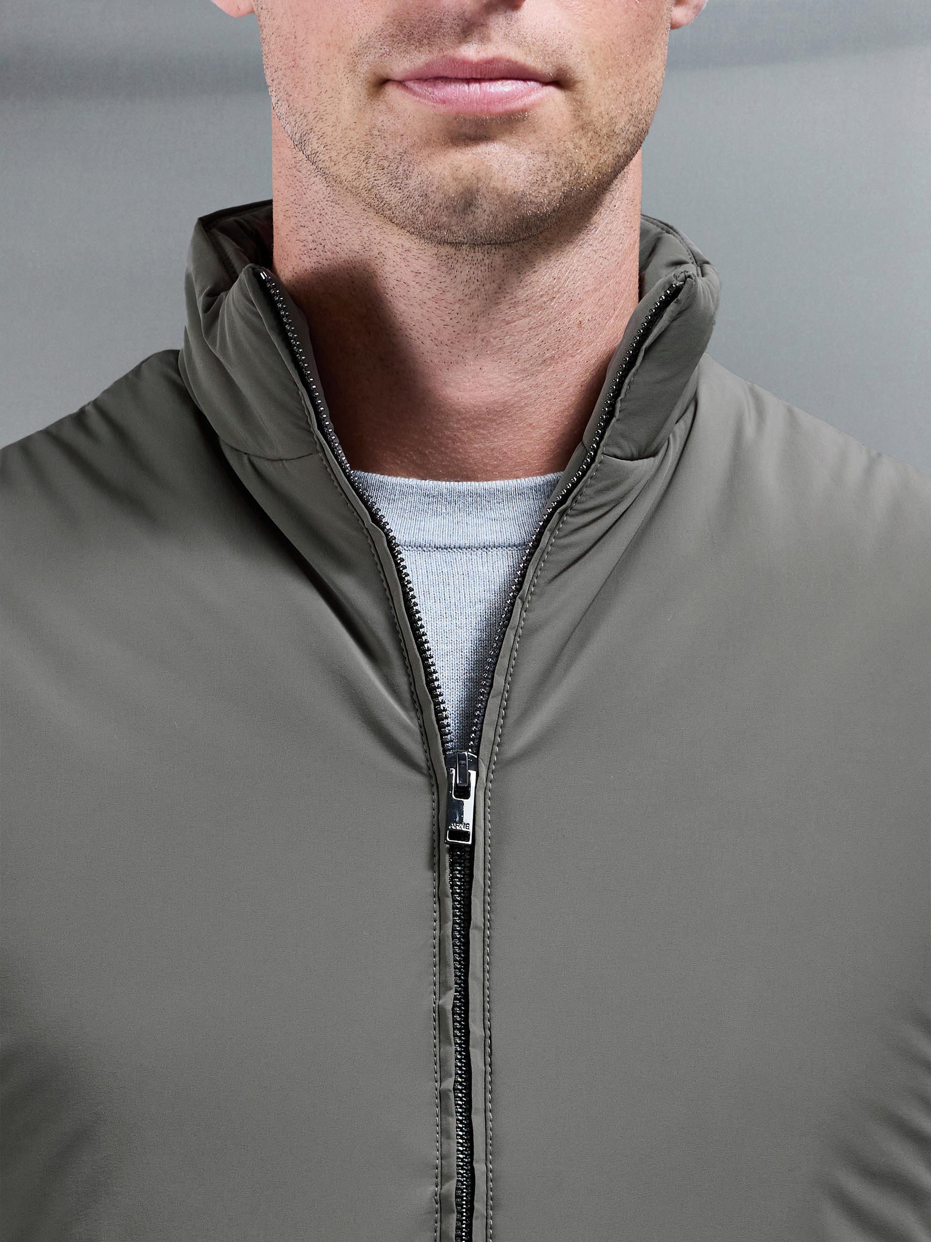Padded Shell Gilet in Olive