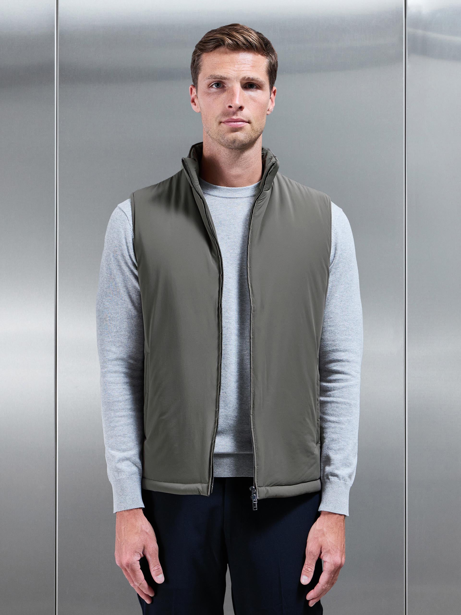 Padded Shell Gilet in Olive