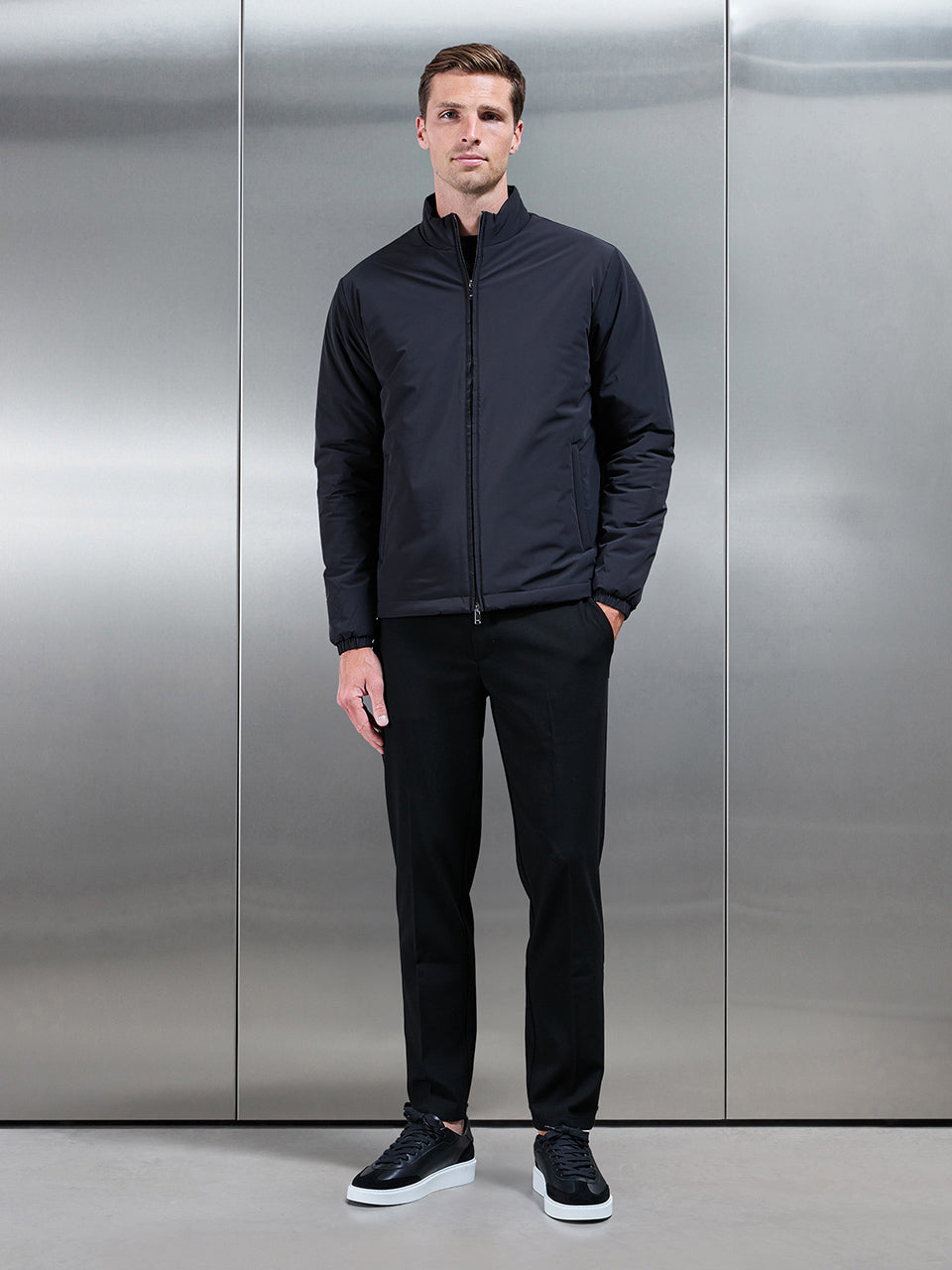 Padded Shell Zip Through Jacket in Black
