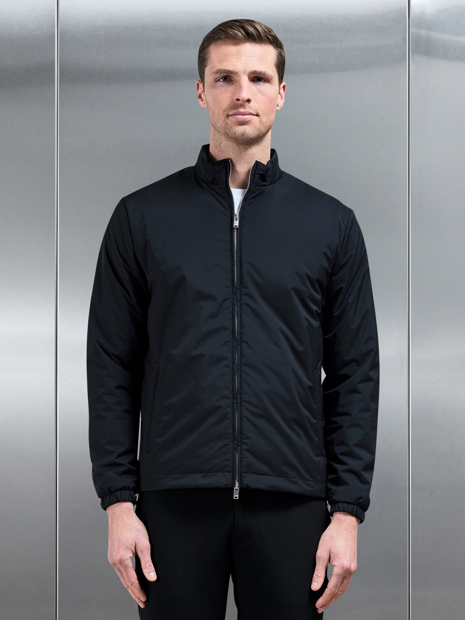 Padded Shell Zip Through Jacket in Black