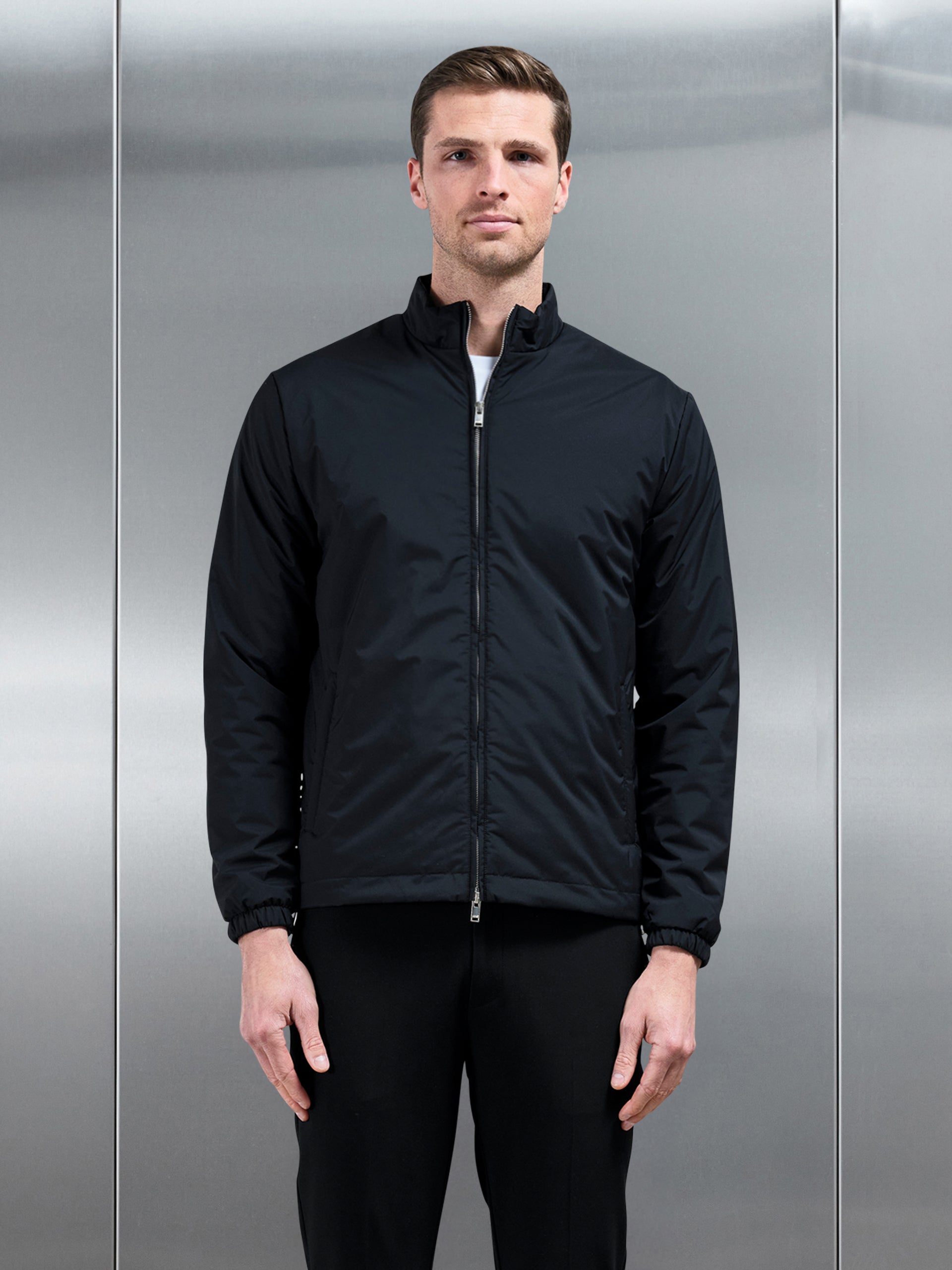 Padded Shell Zip Through Jacket in Black