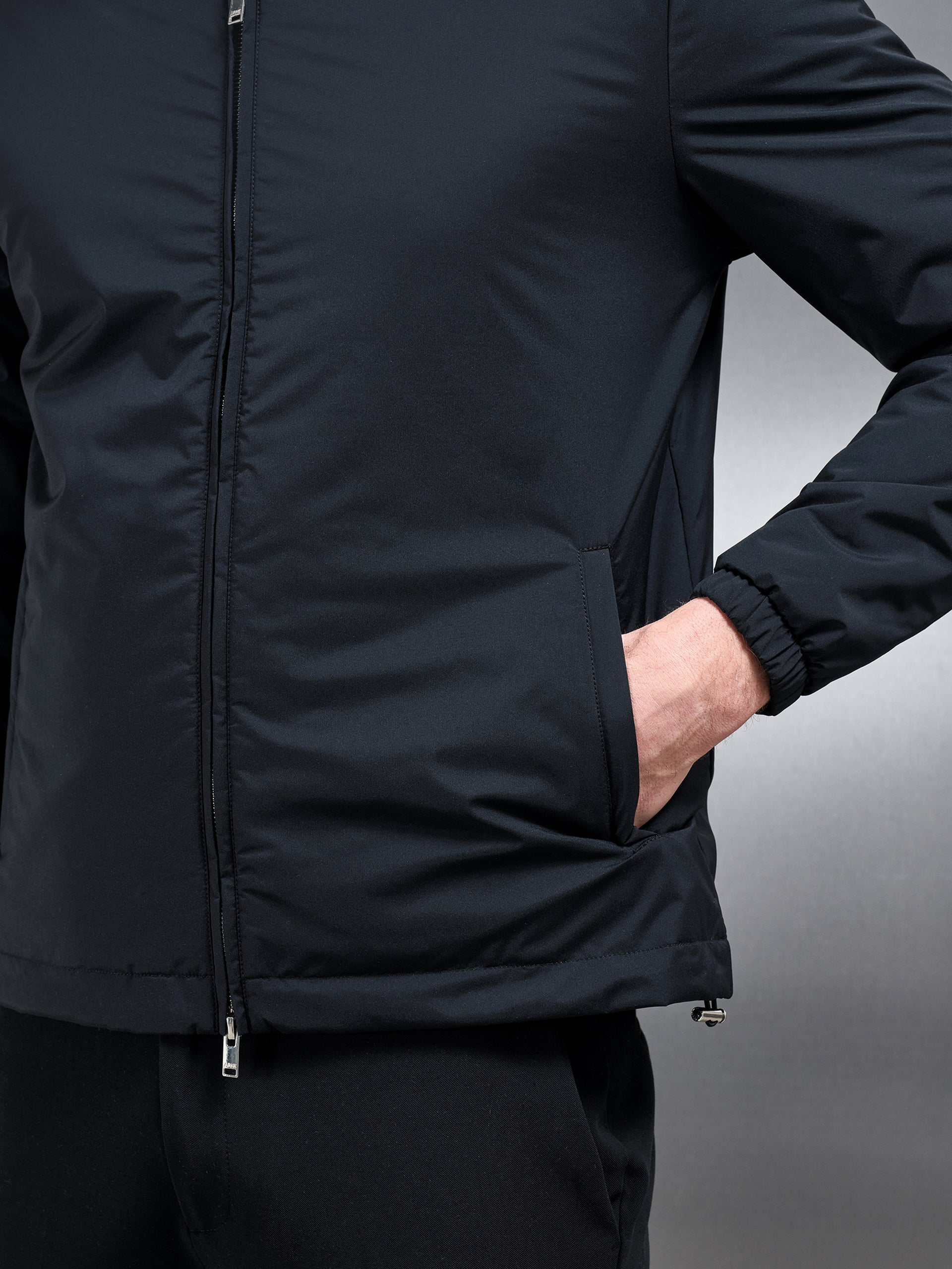 Padded Shell Zip Through Jacket in Black