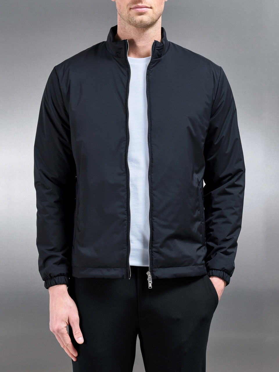 Padded Shell Zip Through Jacket in Black