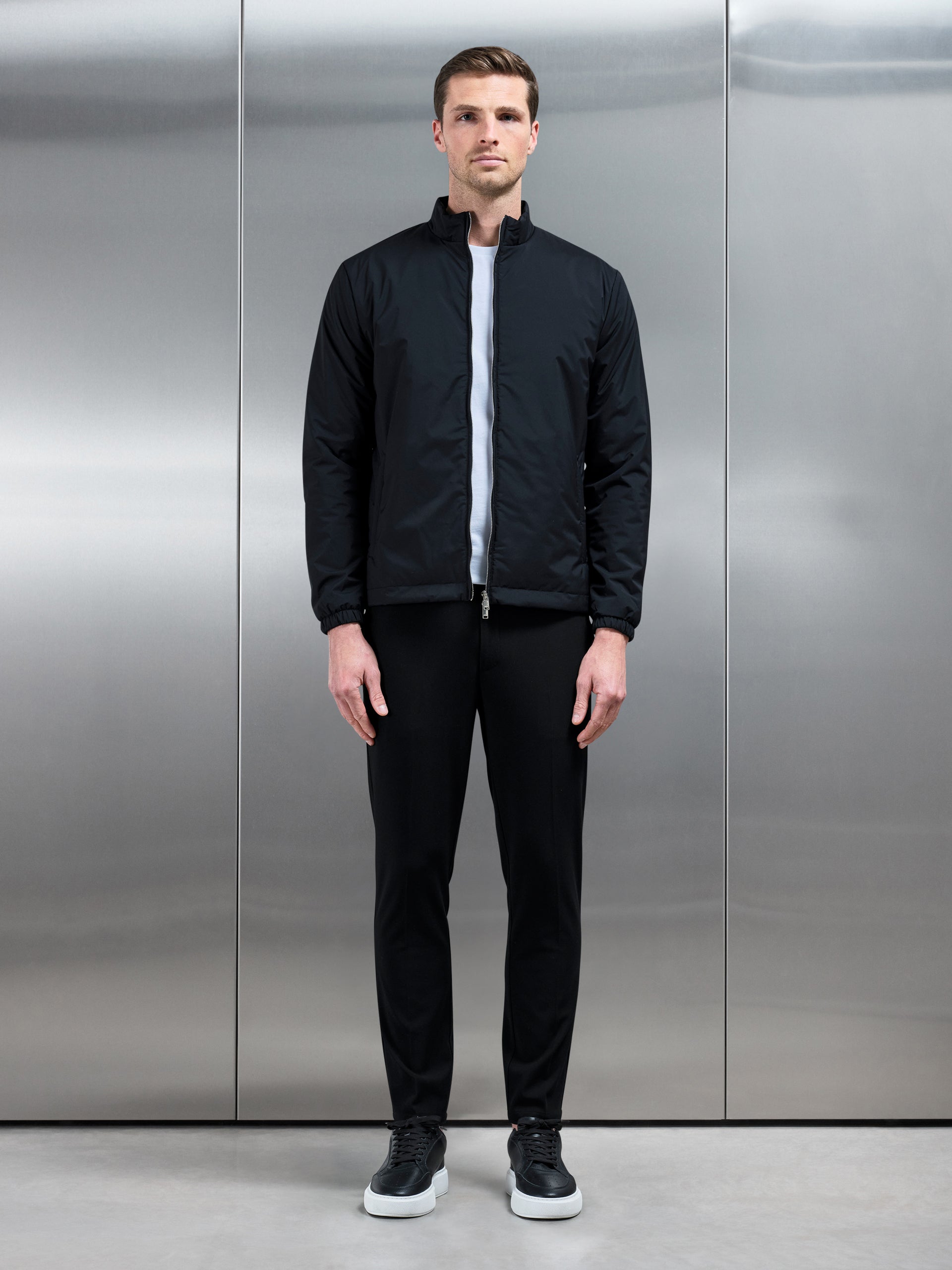Padded Shell Zip Through Jacket in Black