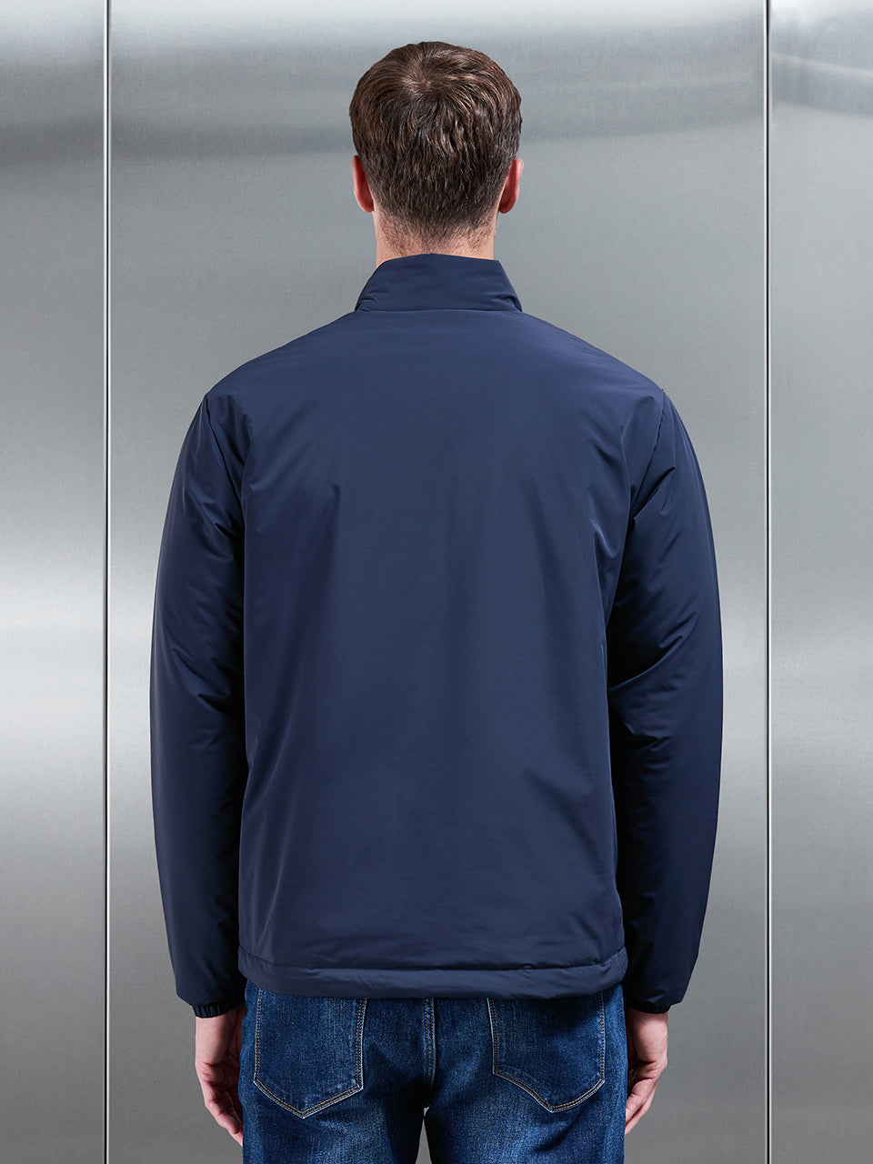 Padded Shell Zip Through Jacket In Navy