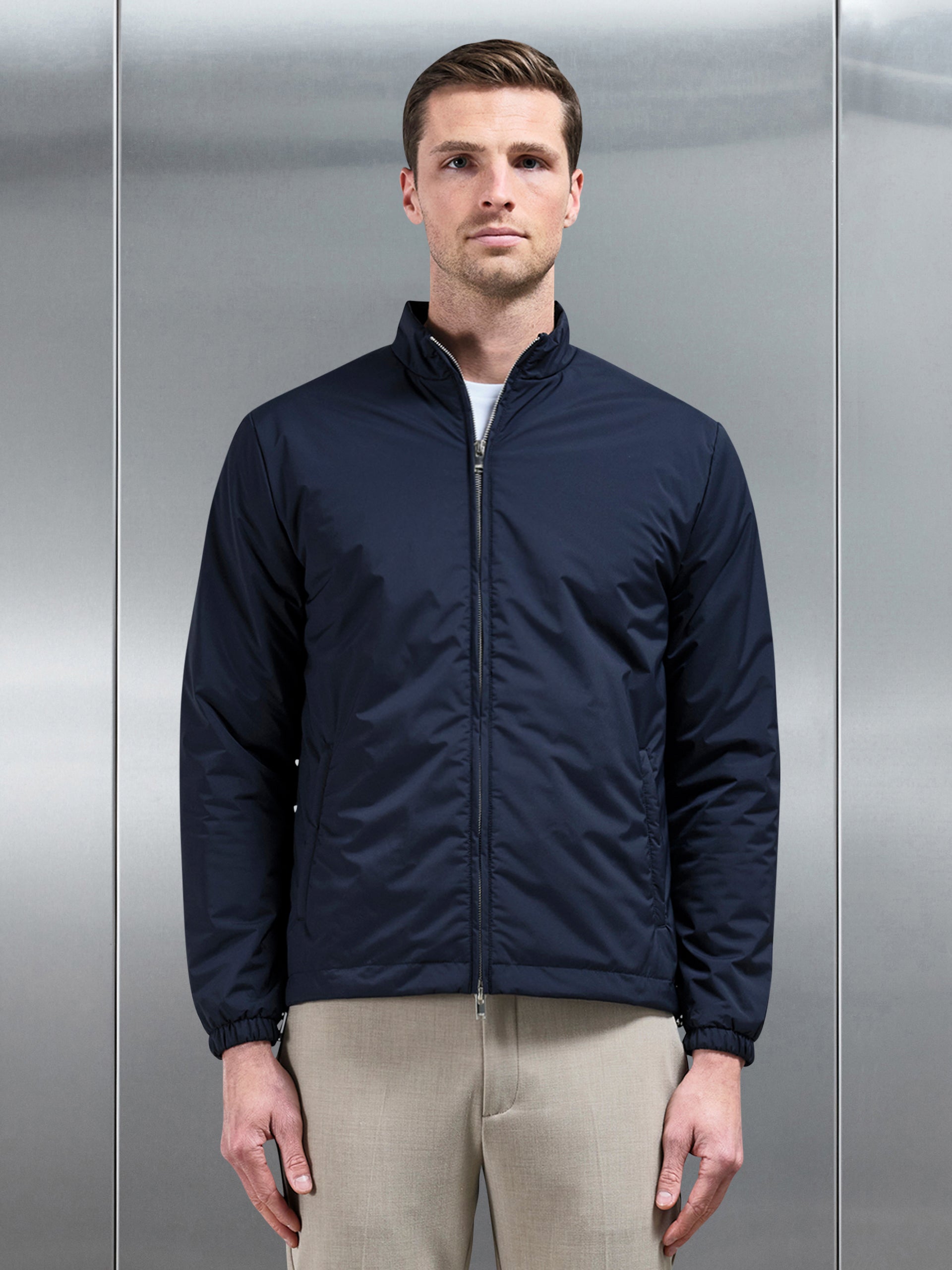 Padded Shell Zip Through Jacket in Navy