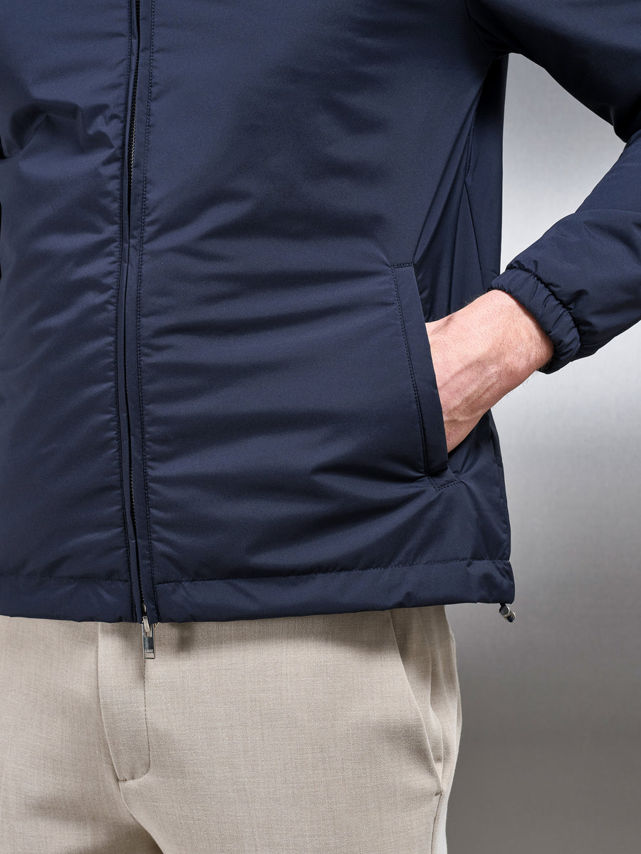 Padded Shell Zip Through Jacket in Navy