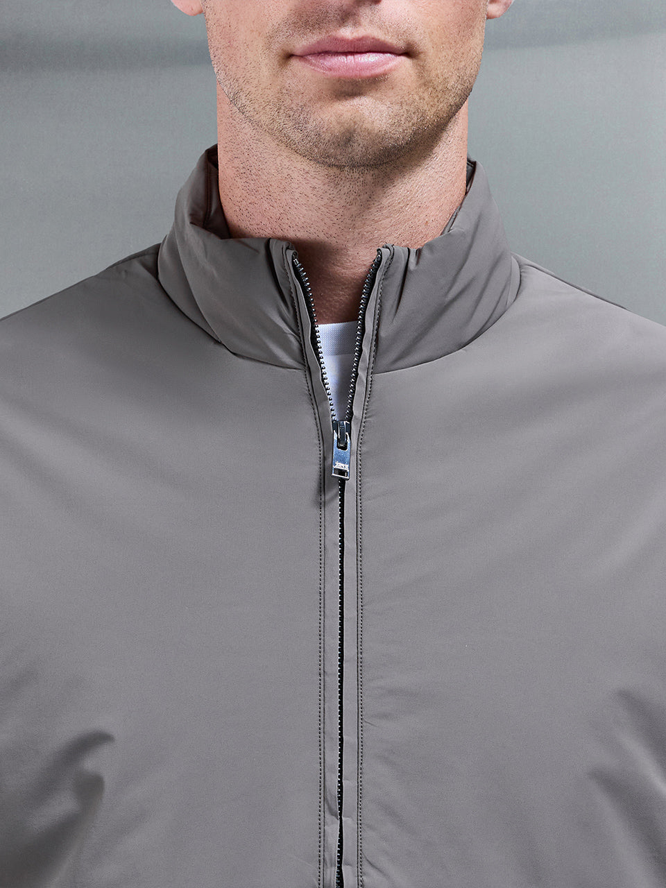 Padded Shell Zip Through Jacket in Olive