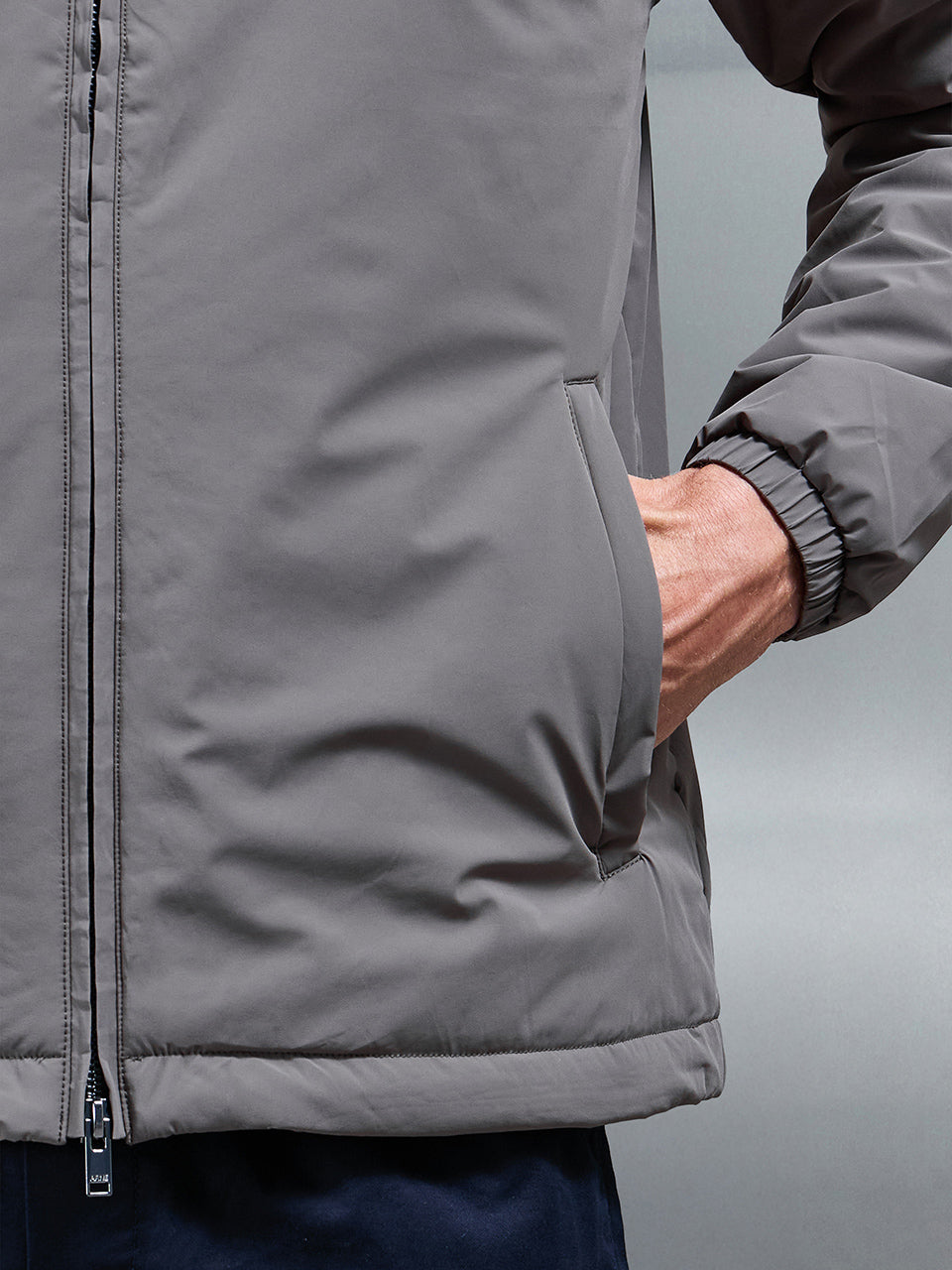 Padded Shell Zip Through Jacket in Olive