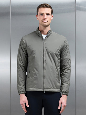Padded Shell Zip Through Jacket in Olive
