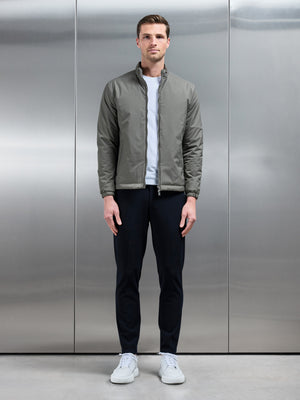 Padded Shell Zip Through Jacket in Olive