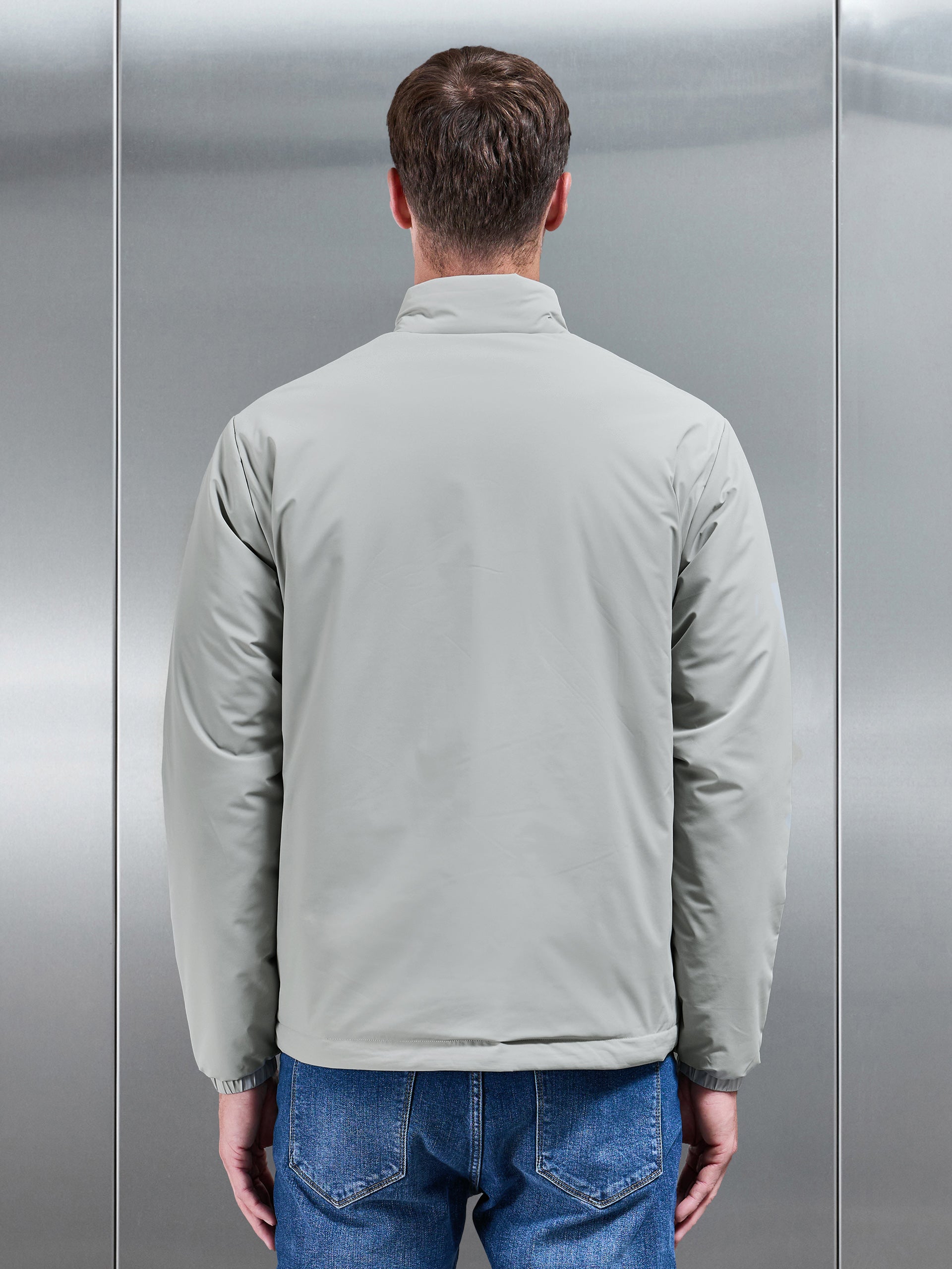Padded Shell Zip Through Jacket in Stone