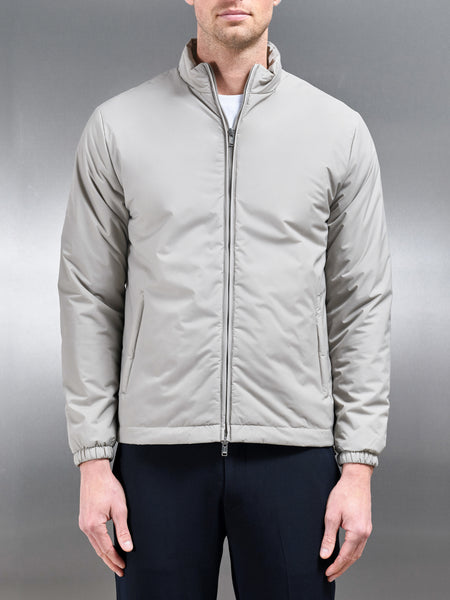 Padded Shell Zip Through Jacket in Stone