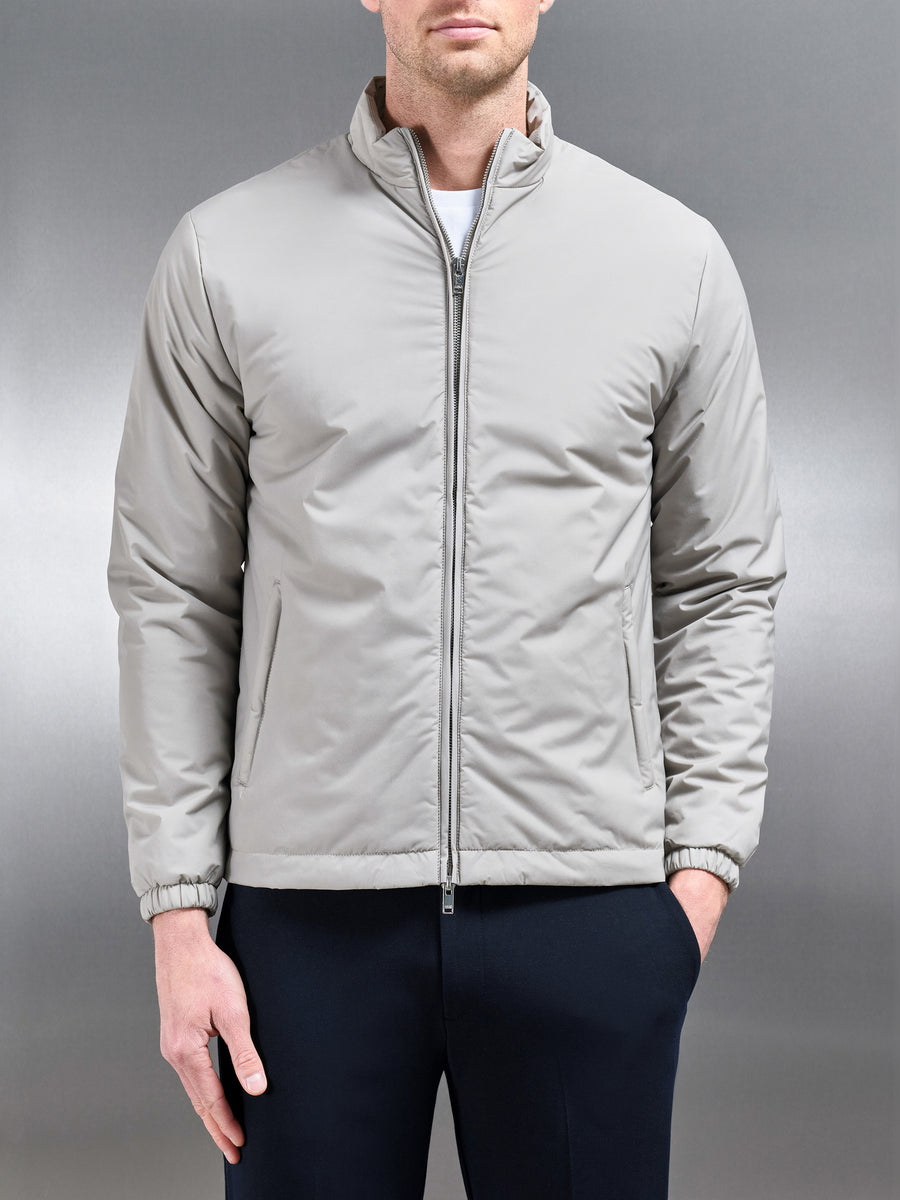 Padded Shell Zip Through Jacket in Stone