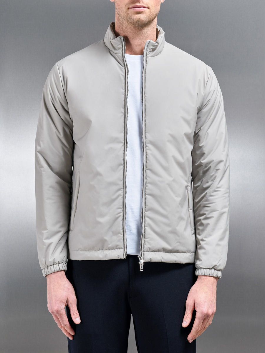 Padded Shell Zip Through Jacket in Stone