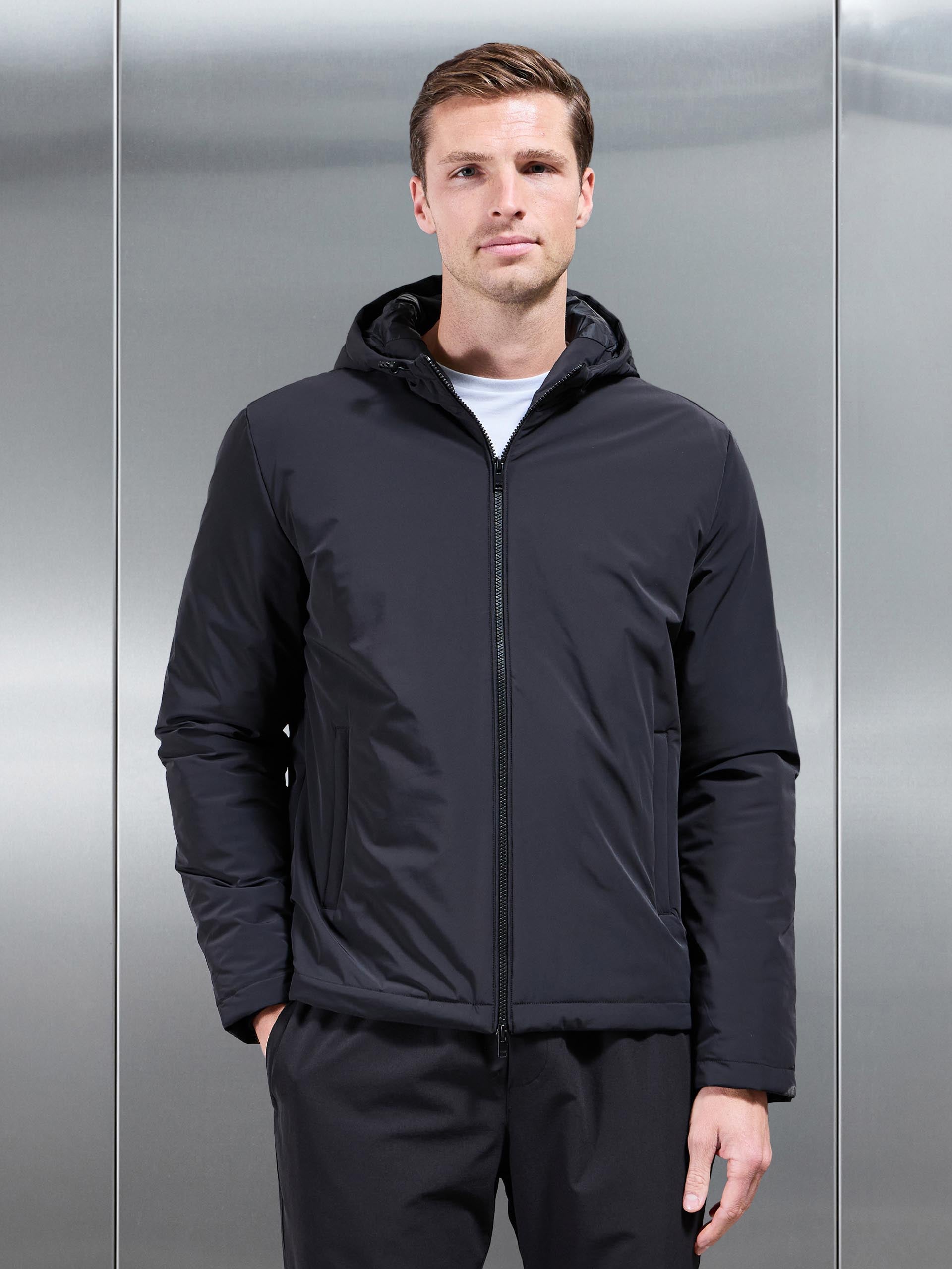 Padded Technical Shell Windbreaker in Black