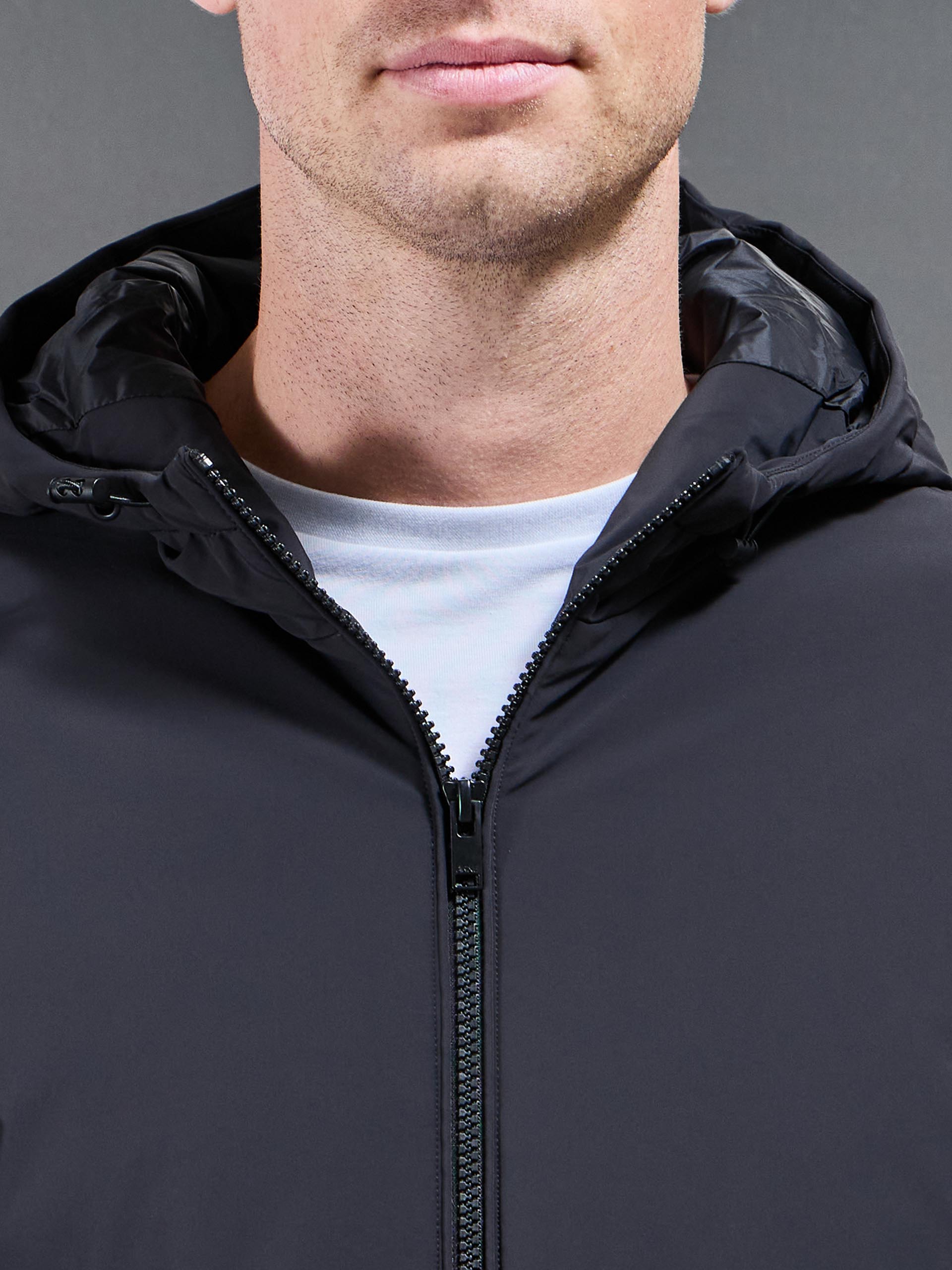 Padded Technical Shell Windbreaker in Black