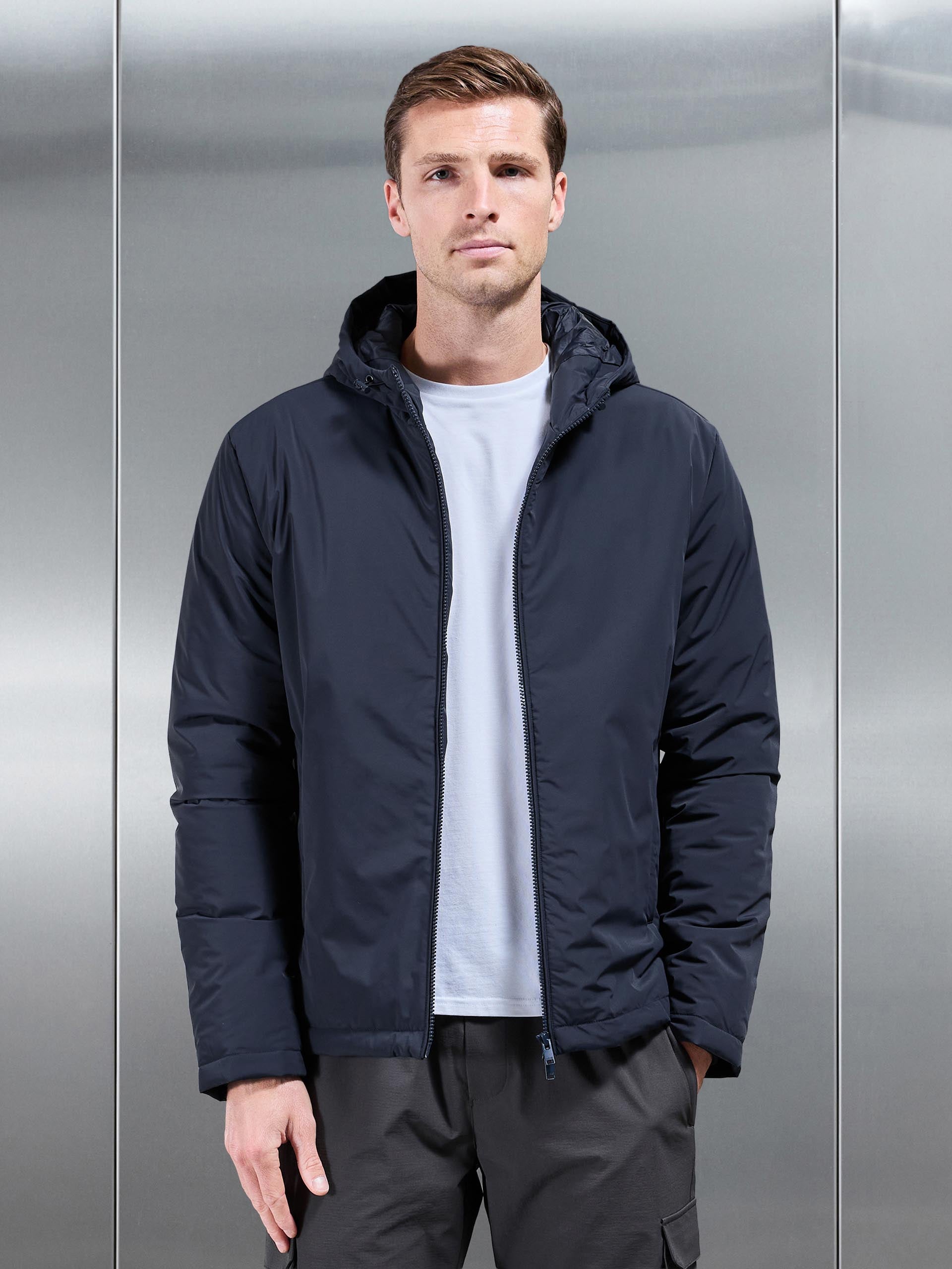 Padded Technical Shell Windbreaker in Navy