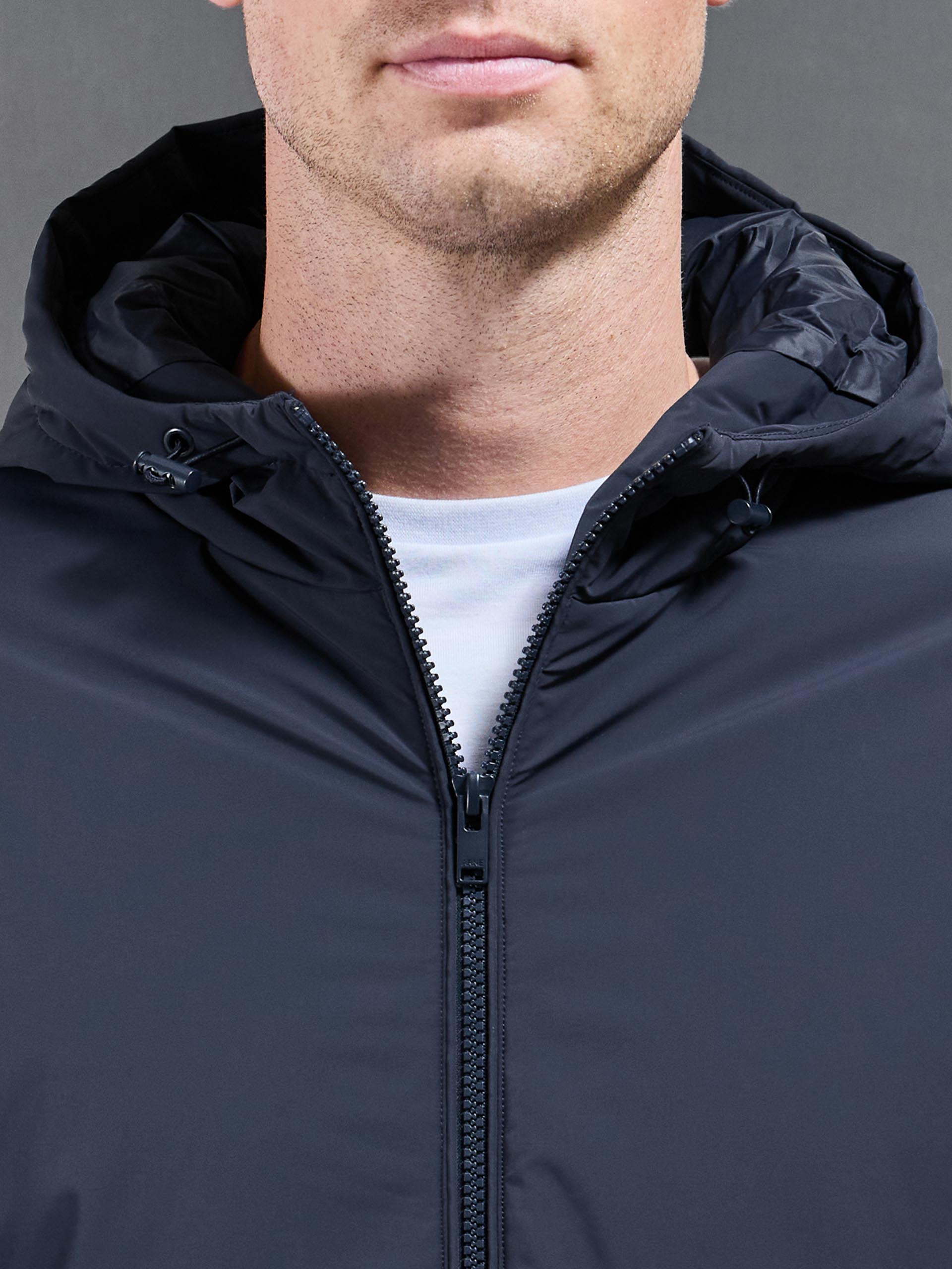 Padded Technical Shell Windbreaker in Navy