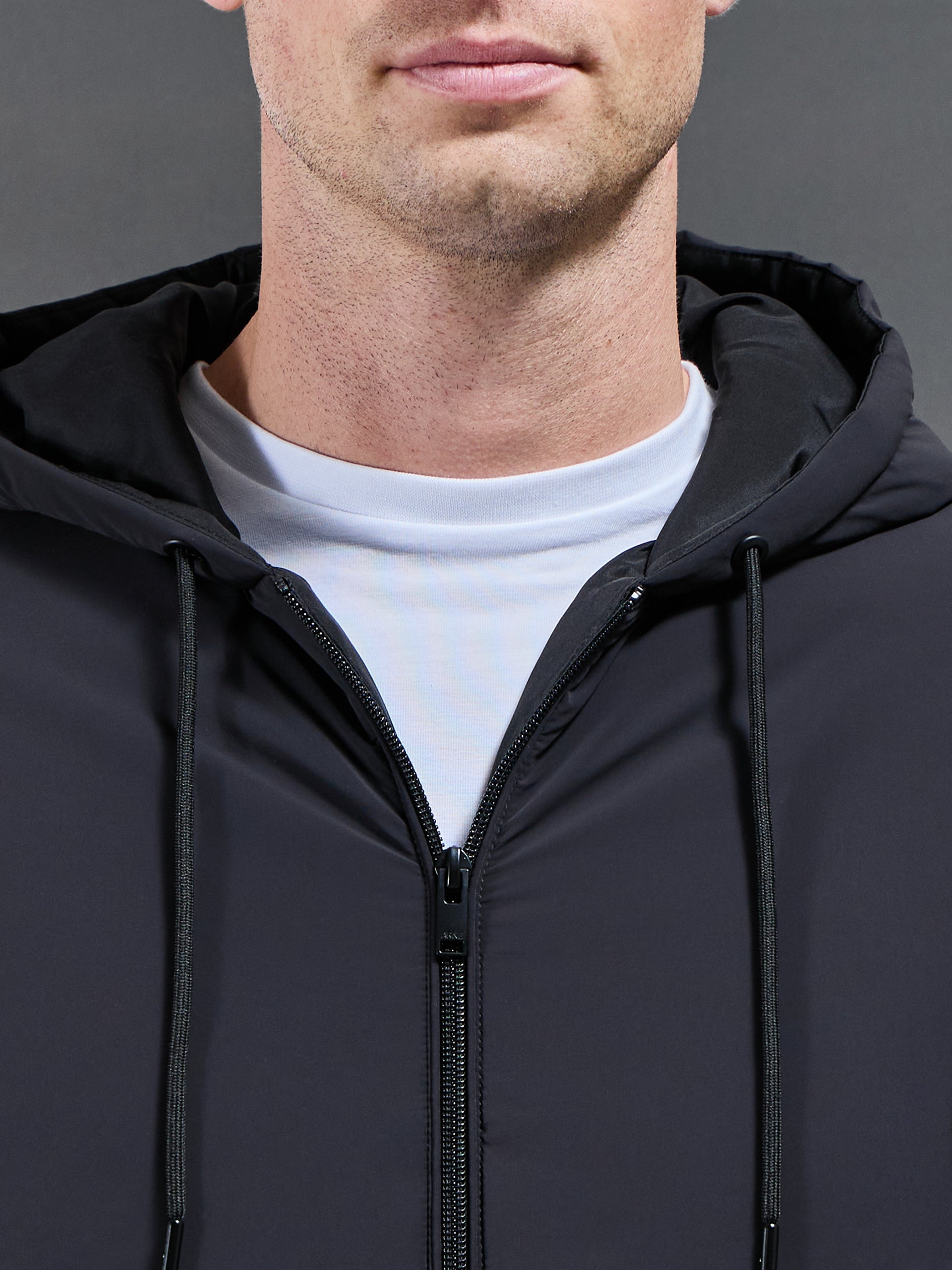 Padded Tonal Windbreaker in Black