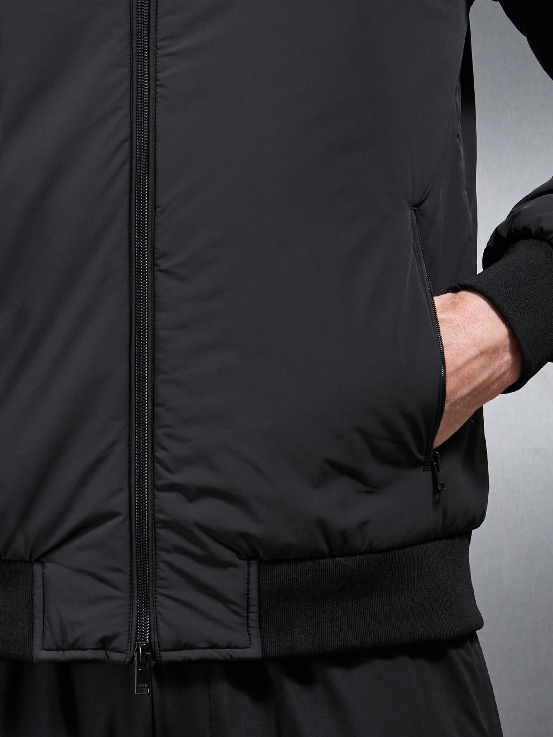 Padded Tonal Windbreaker in Black