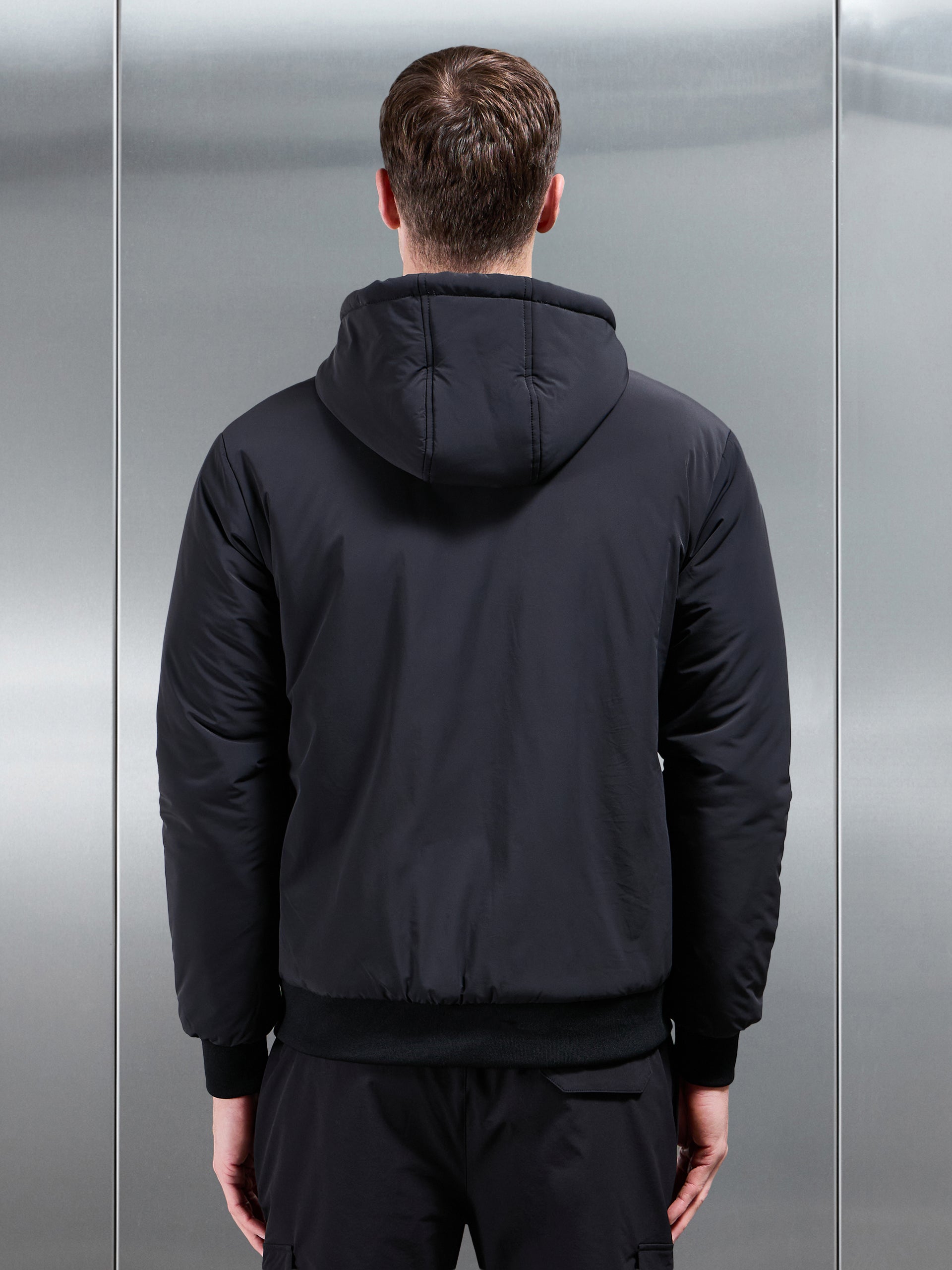 Padded Tonal Windbreaker in Black