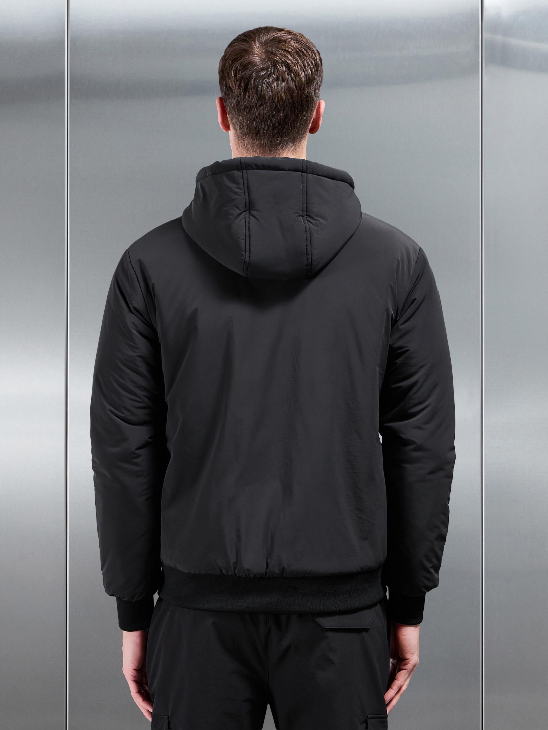 Padded Tonal Windbreaker in Black