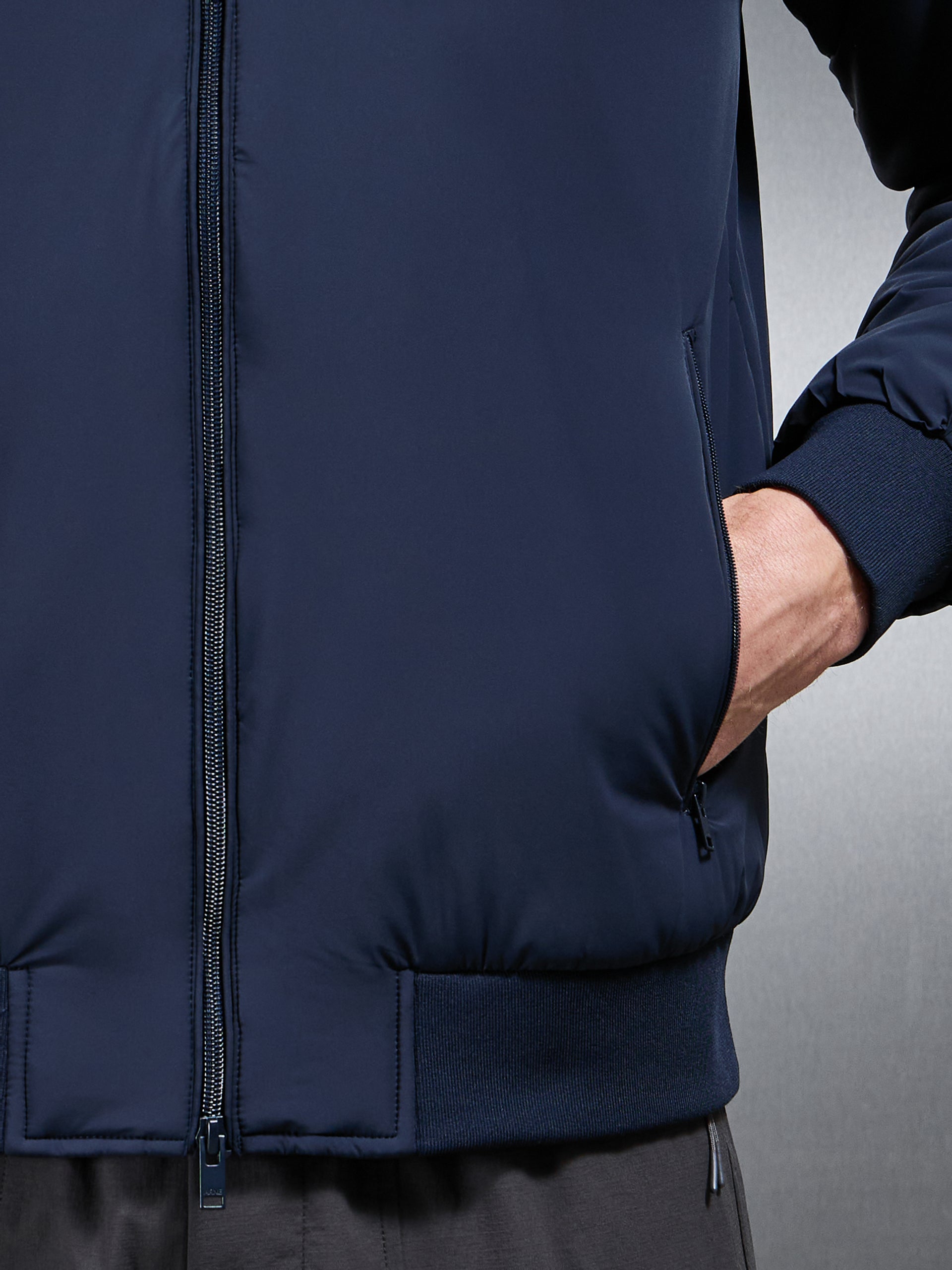 Padded Tonal Windbreaker in Navy