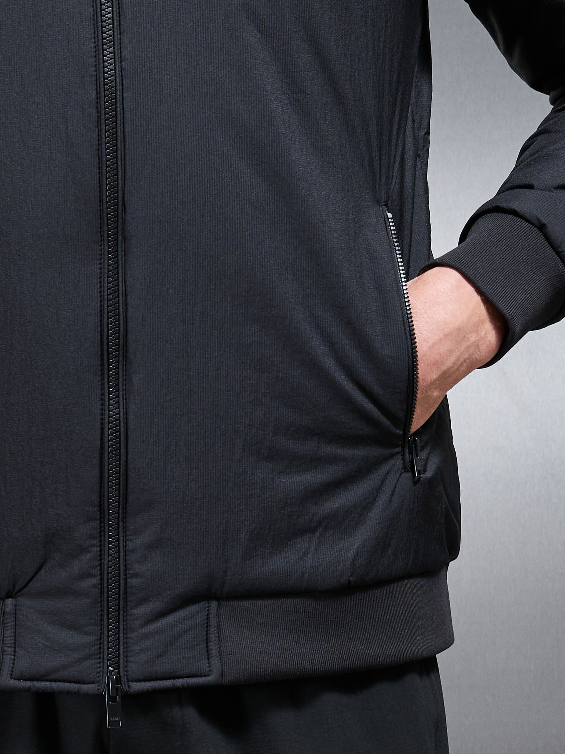 Padded Shell Funnel Neck Jacket in Black