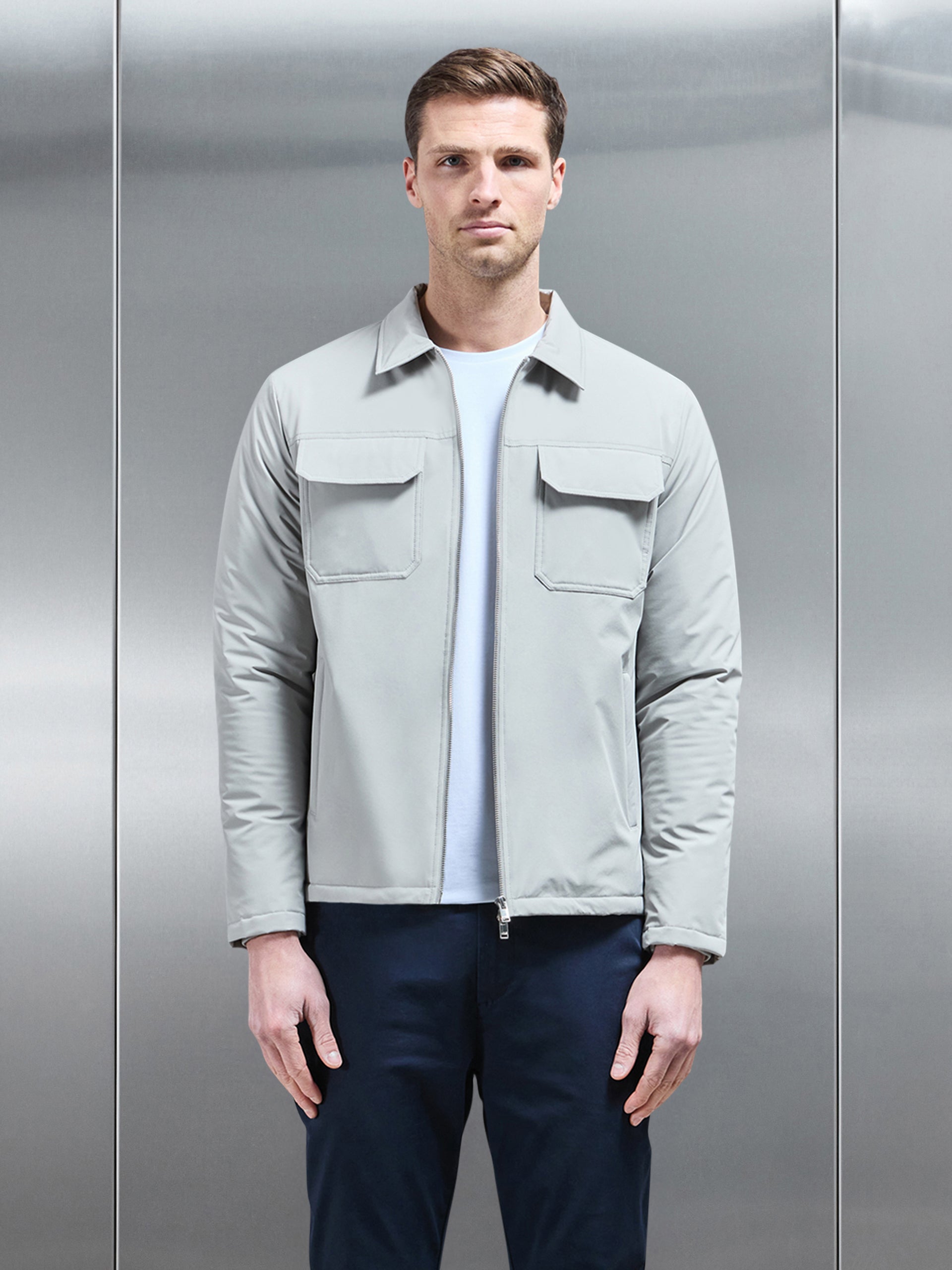 Padded Cargo Jacket in Stone