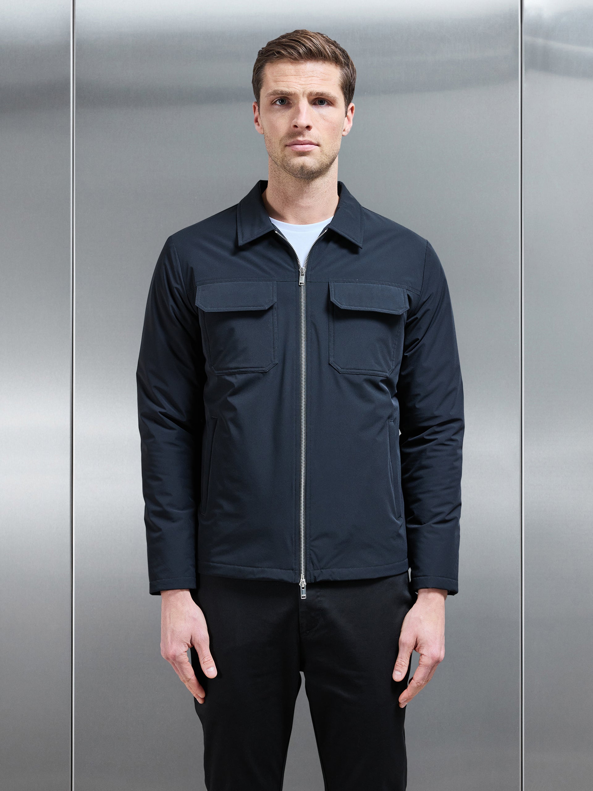 Padded Cargo Jacket in Black
