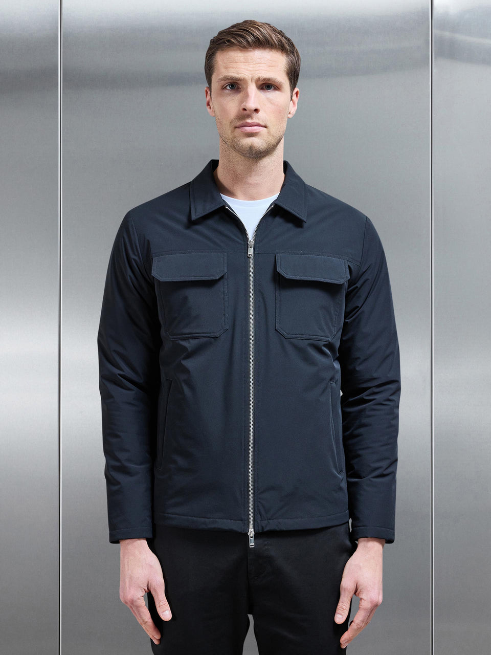 Padded Cargo Jacket in Black