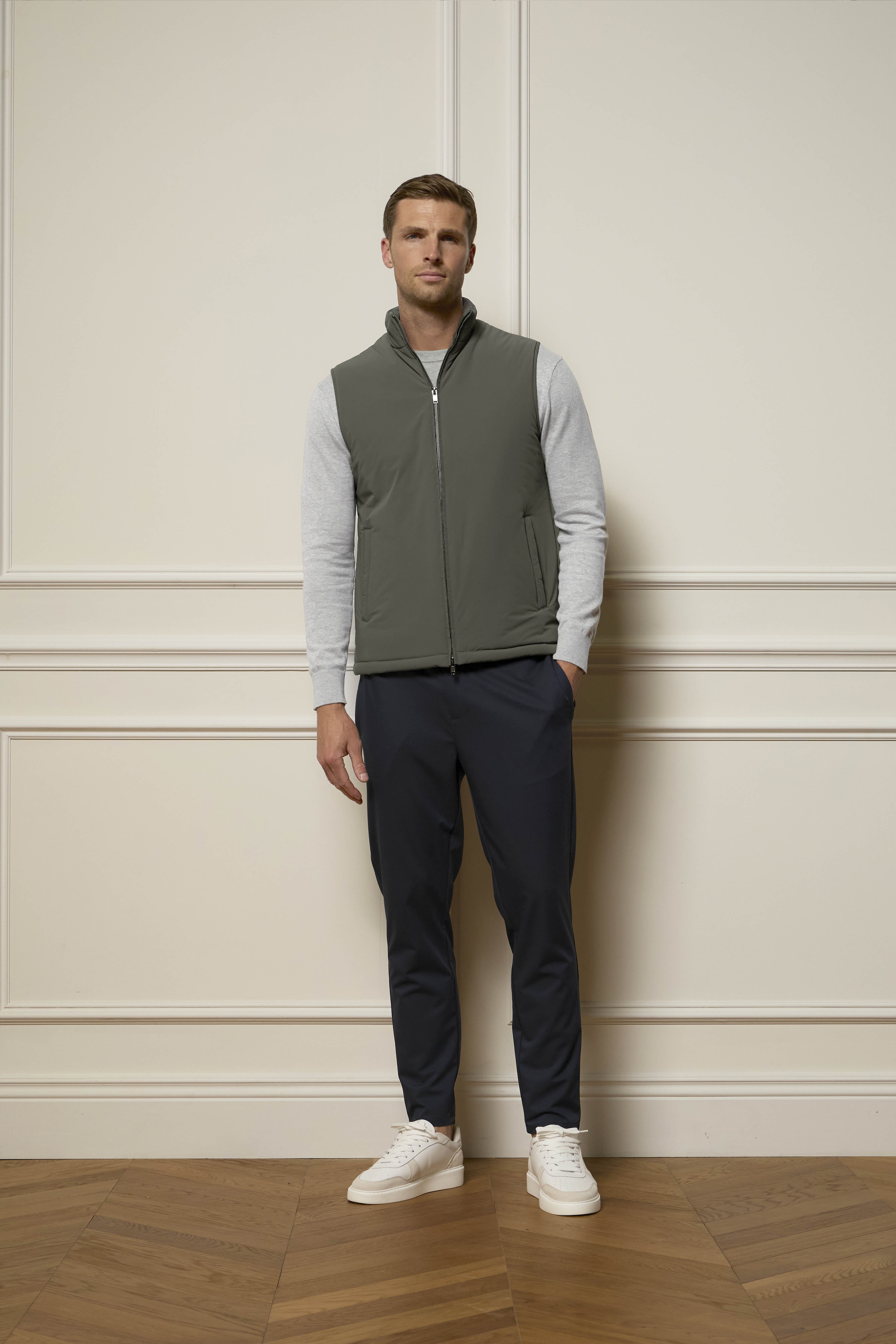 Padded Shell Gilet in Olive