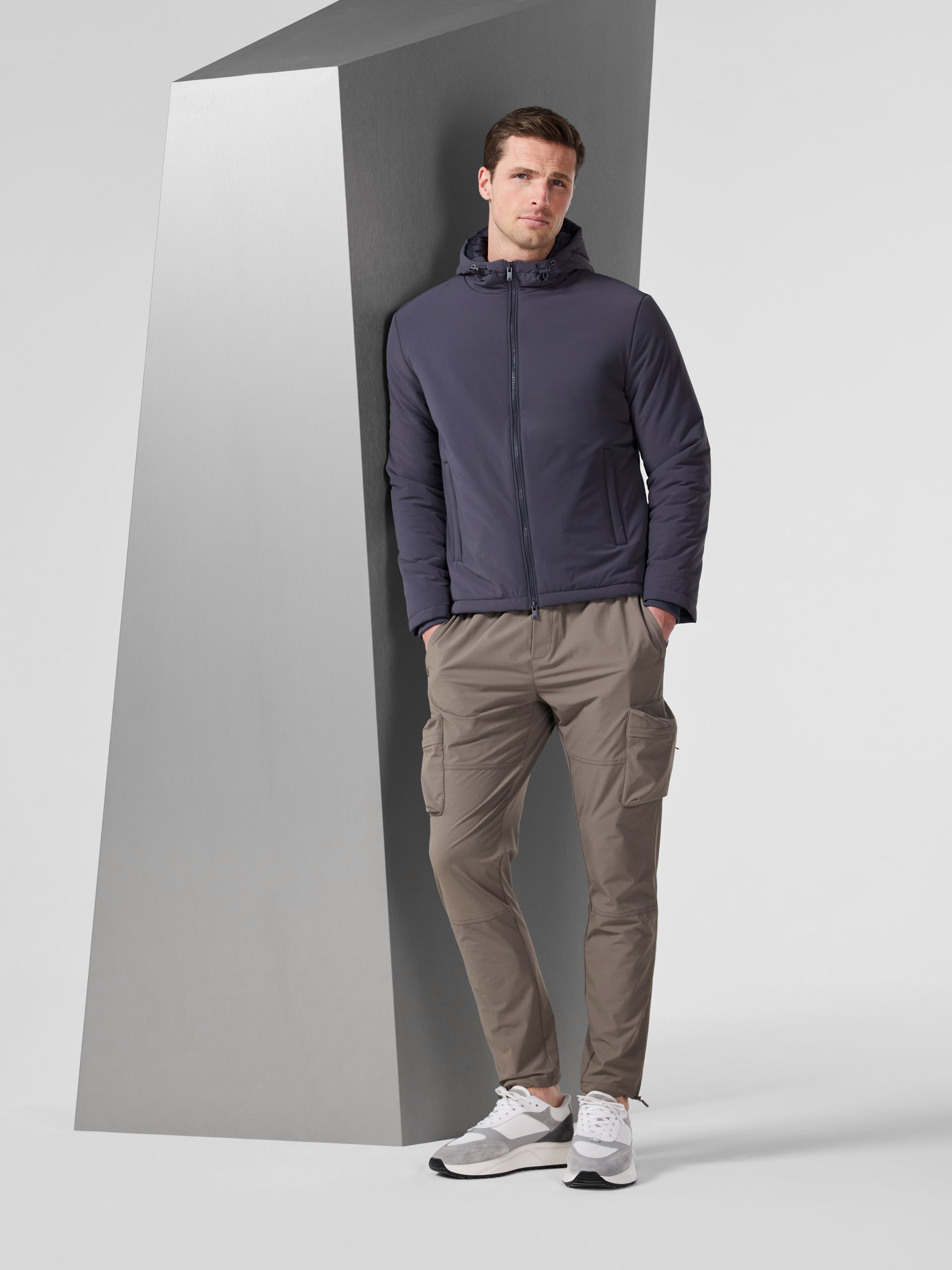 Padded Technical Shell Windbreaker in Navy