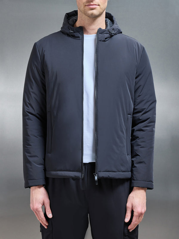 Padded Technical Shell Windbreaker in Black